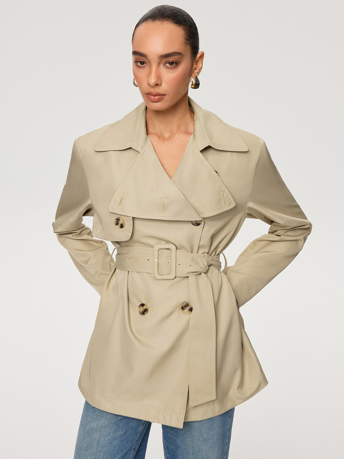 Double-Breasted Belted Trench Coat
