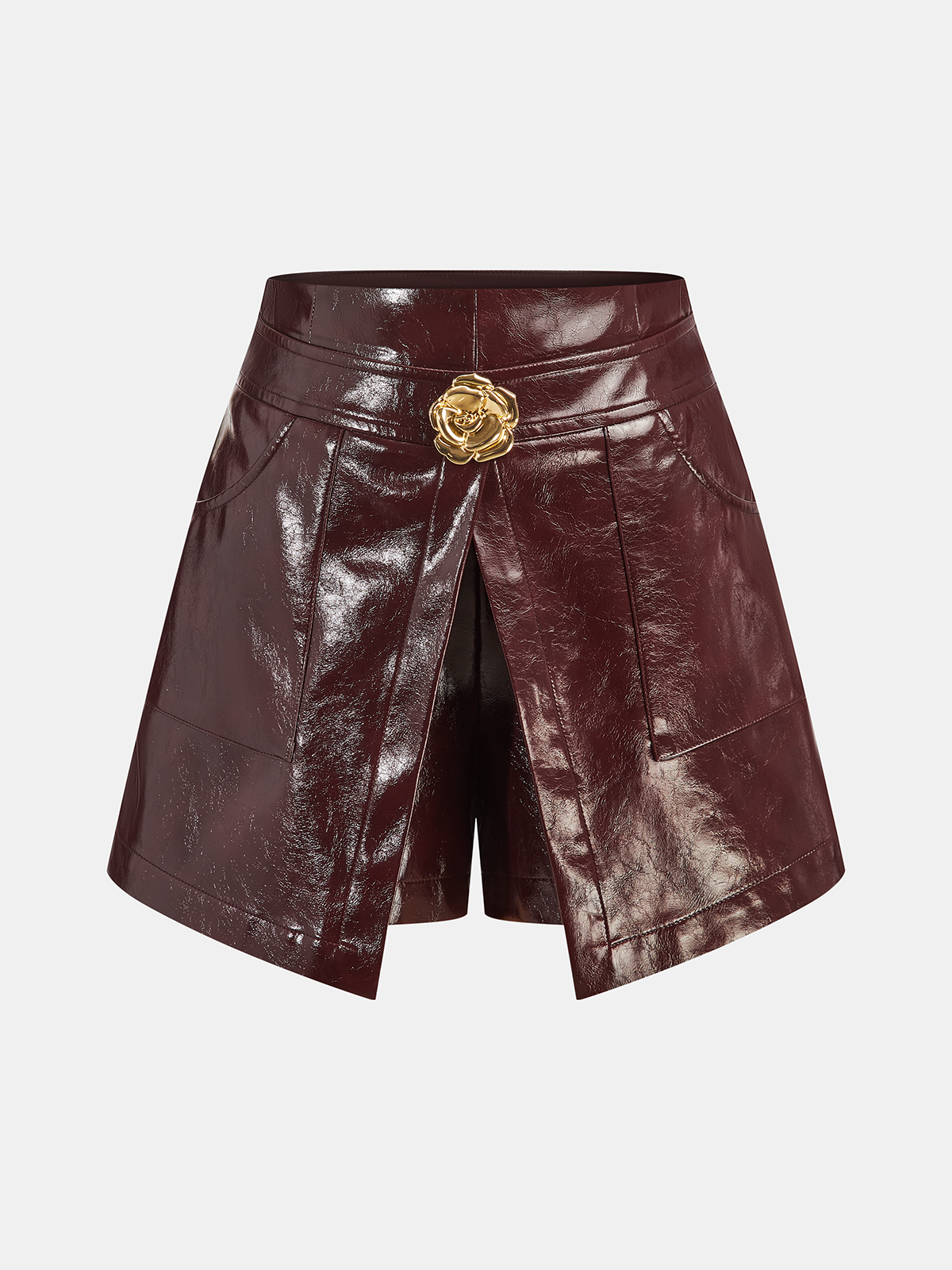 Skort aus Kunstleder „Metal Rose“