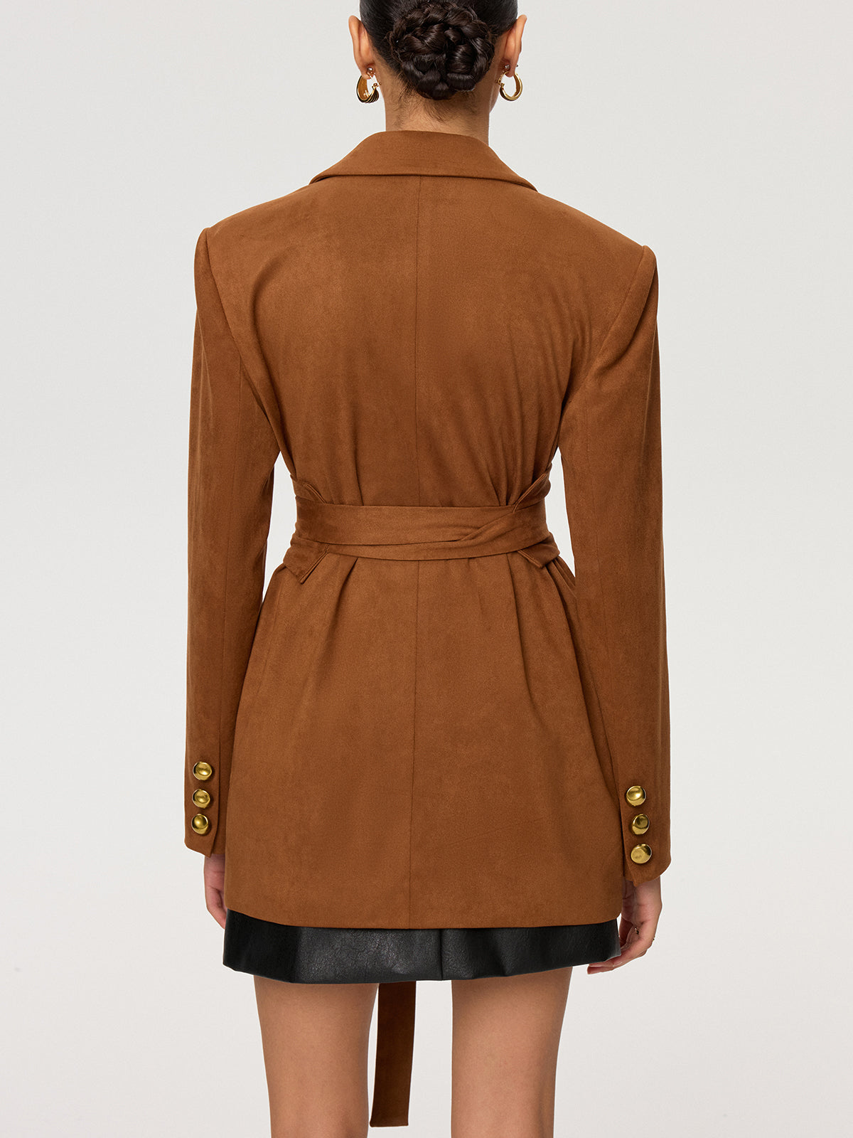 Suede Tie-Waist Blazer
