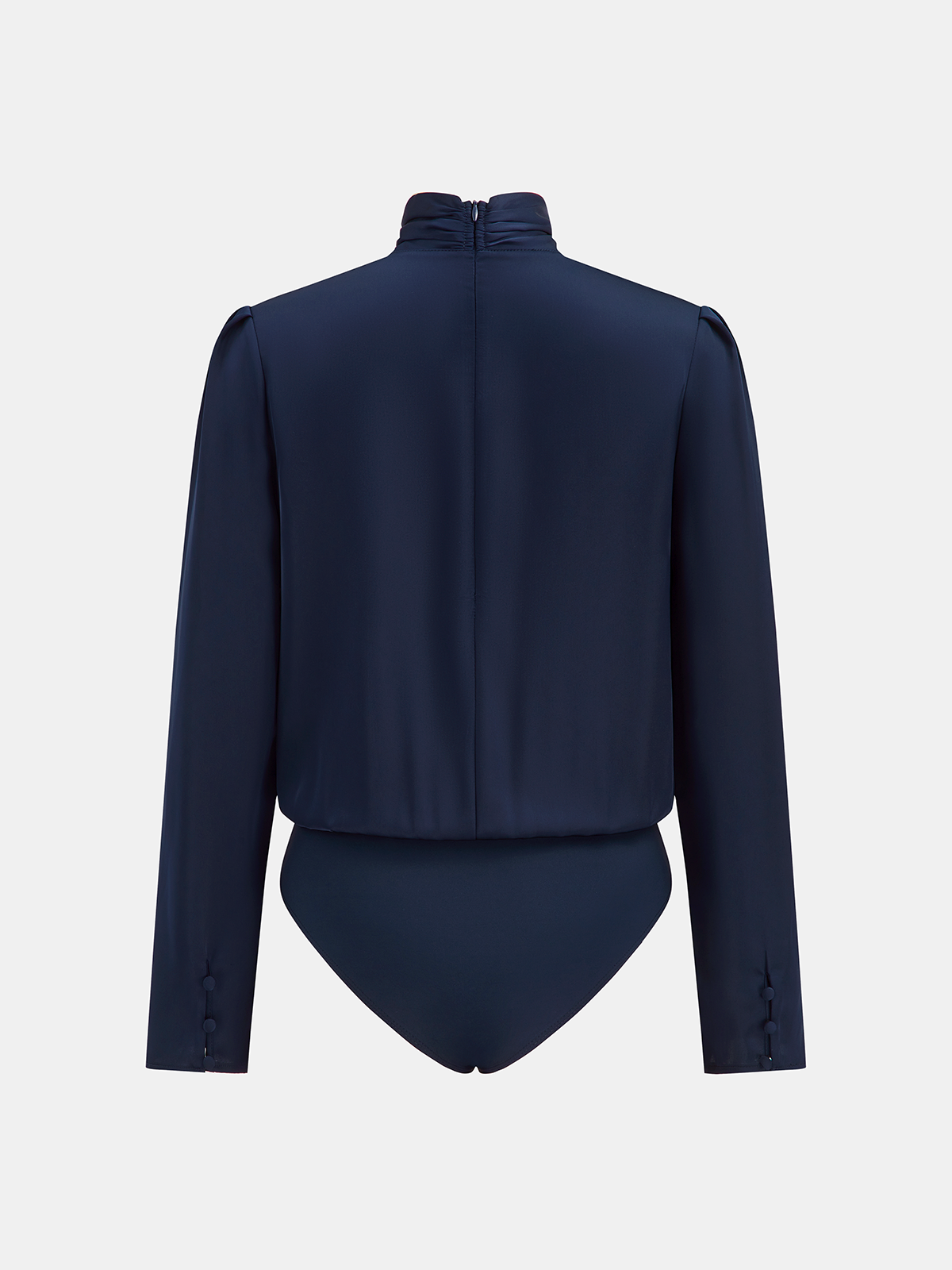 Twisted Mock Neck Long-Sleeve Satin Bodysuit