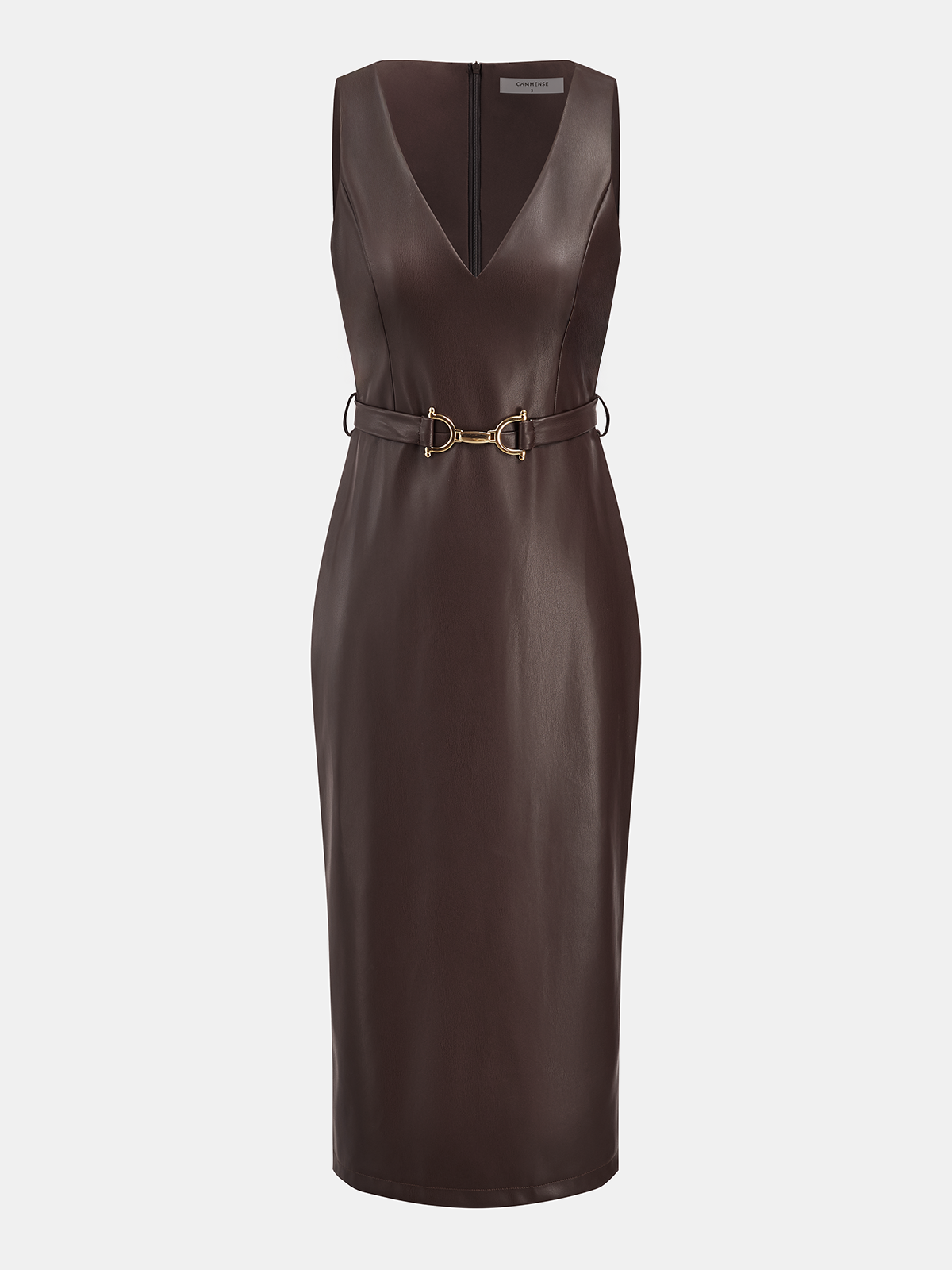 Robe midi sans manches en similicuir