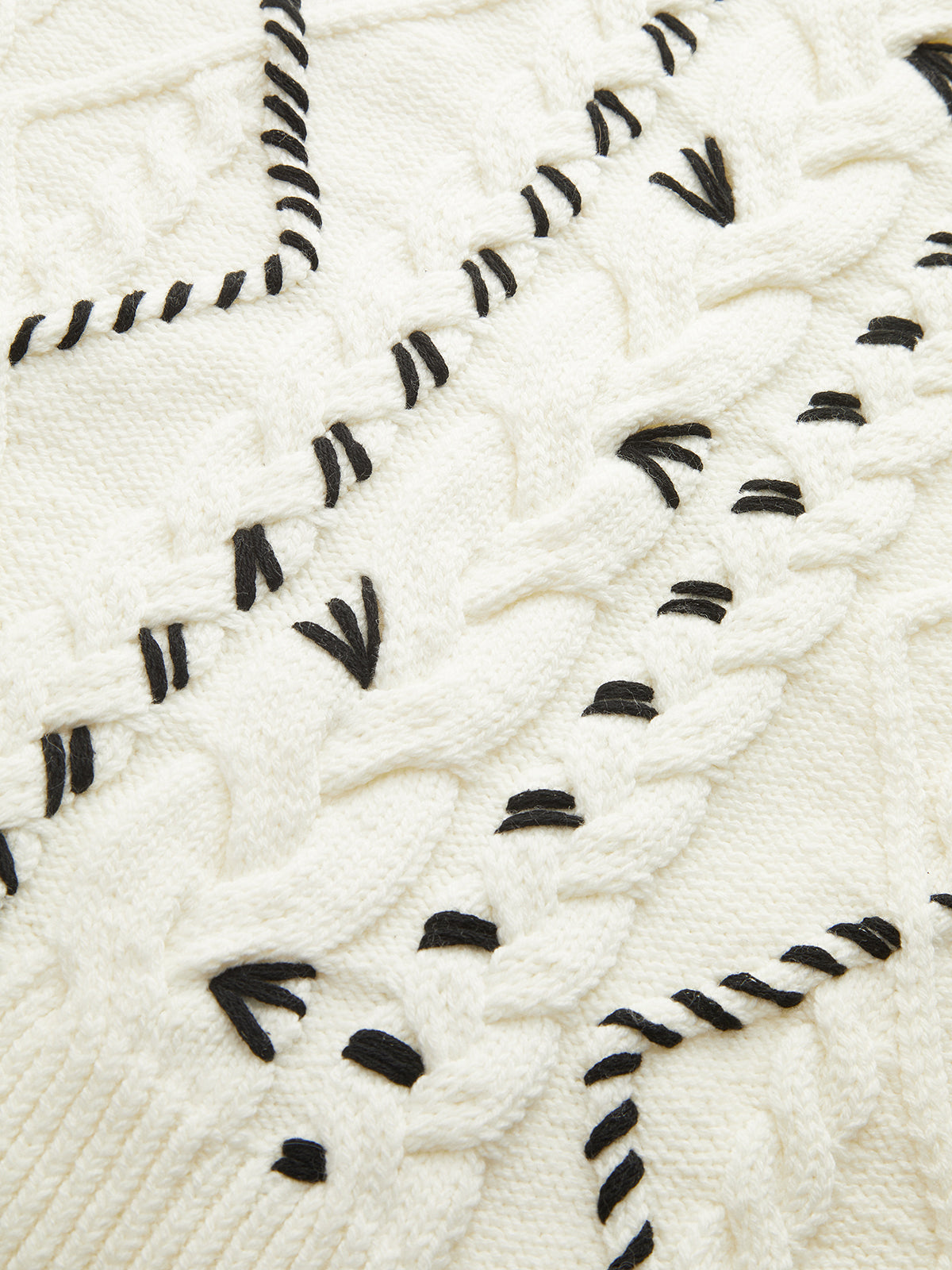 Contrast Stitch Cable Knit Sweater