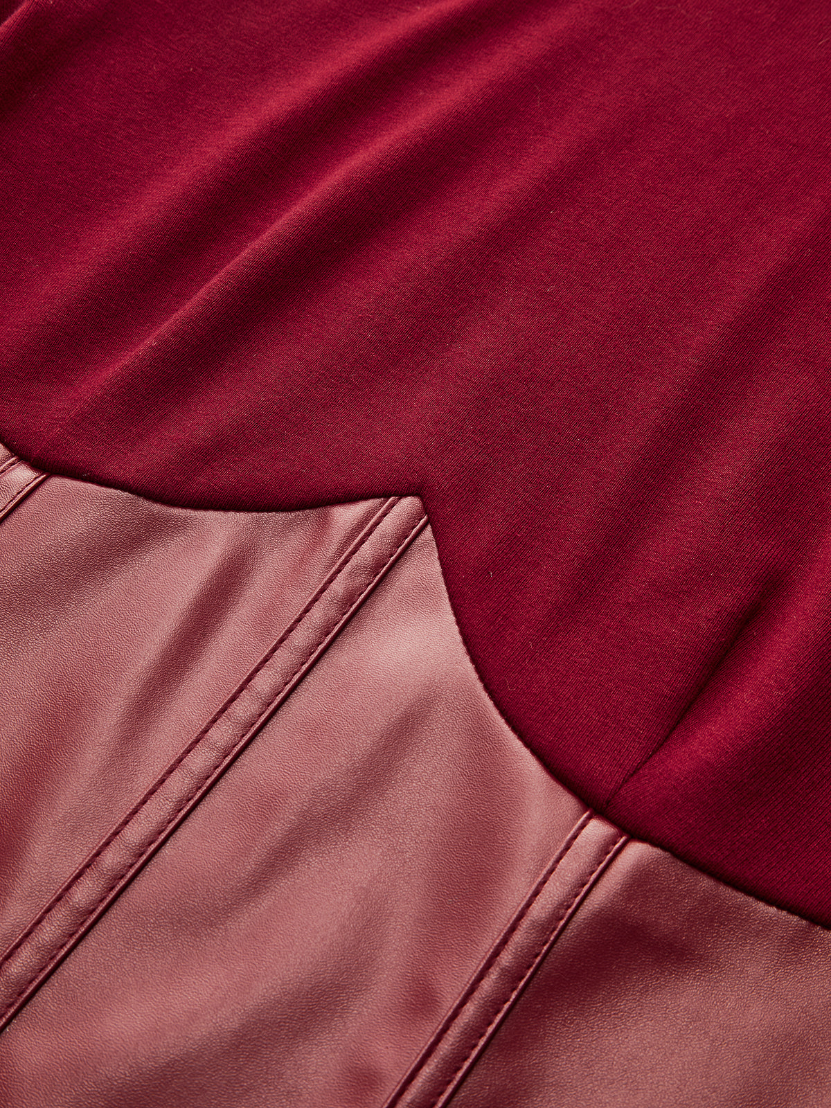 Faux Leather Corset Paneled Mock Neck Top