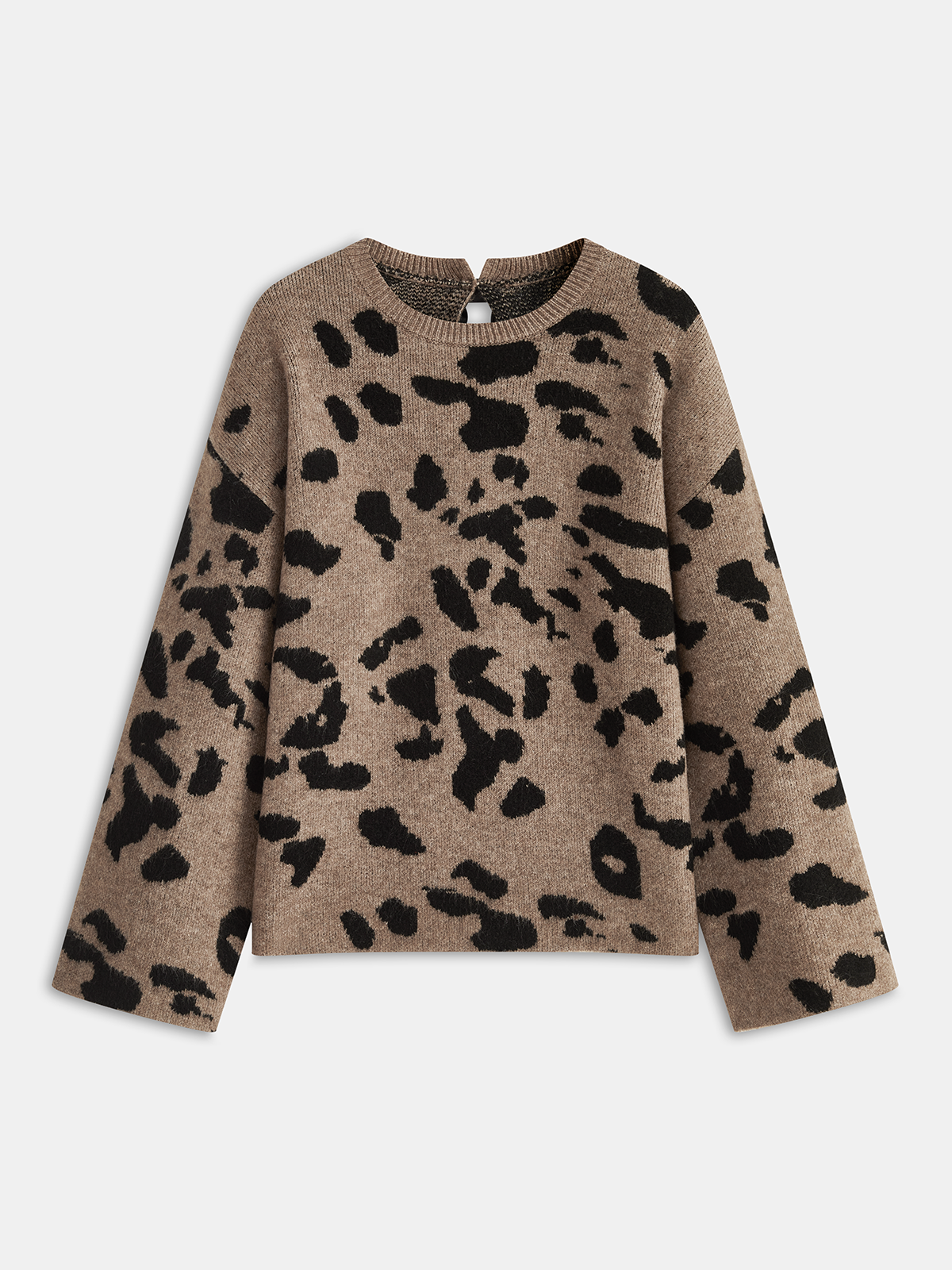 Bow Detail Leopard Print Knit Sweater