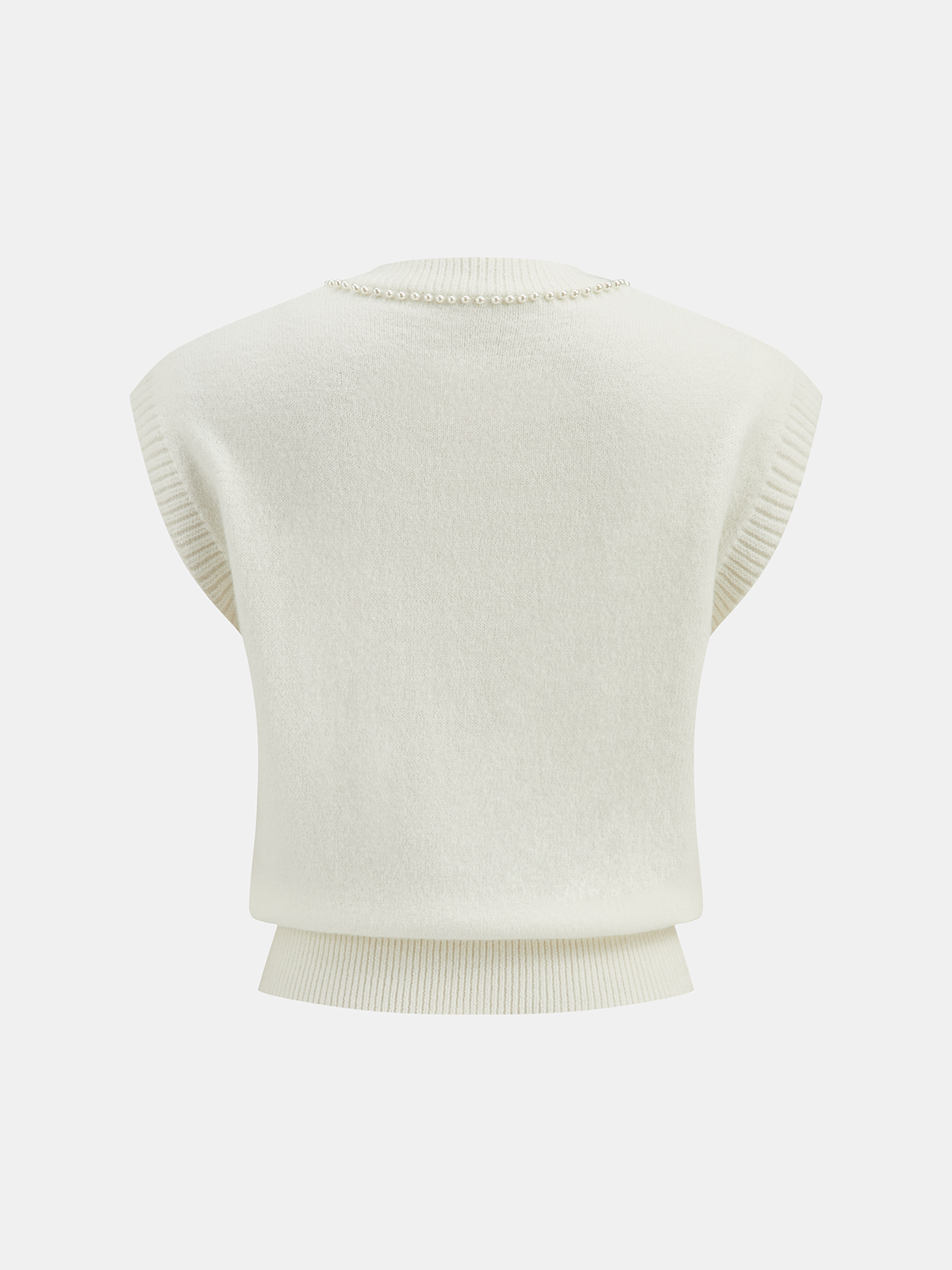 Pearl Bow Detail Cap Sleeve Knit Vest