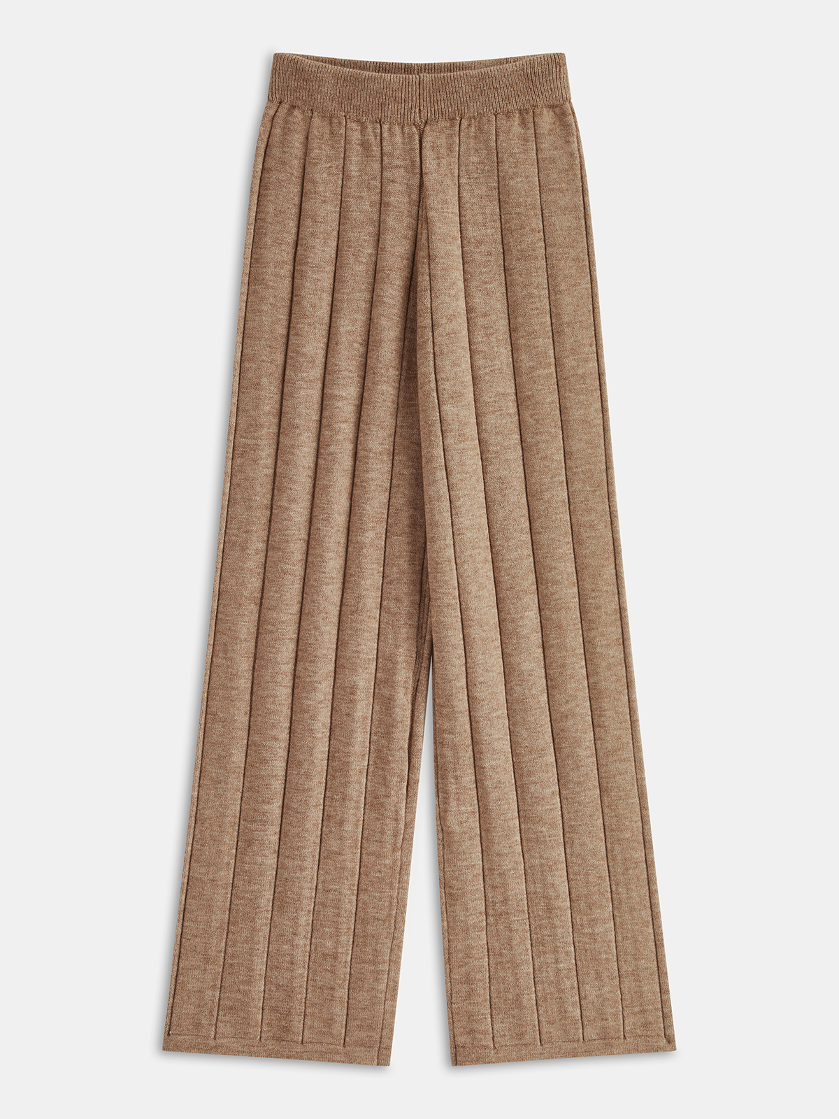 Ensemble pull à grosses côtes douces à coutures apparentes et pantalon ample