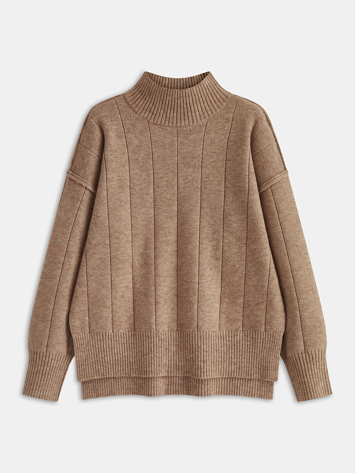 Ensemble pull à grosses côtes douces à coutures apparentes et pantalon ample
