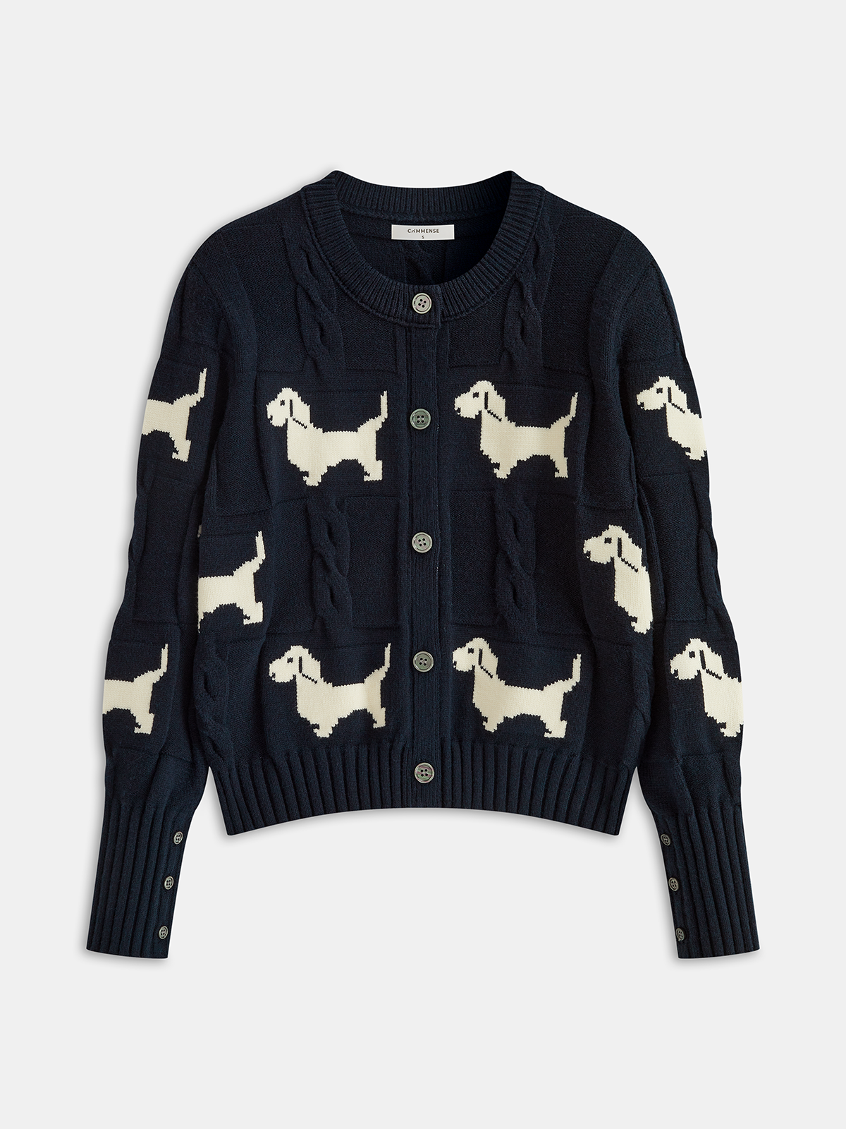 Dog Pattern Cable Knit Cardigan