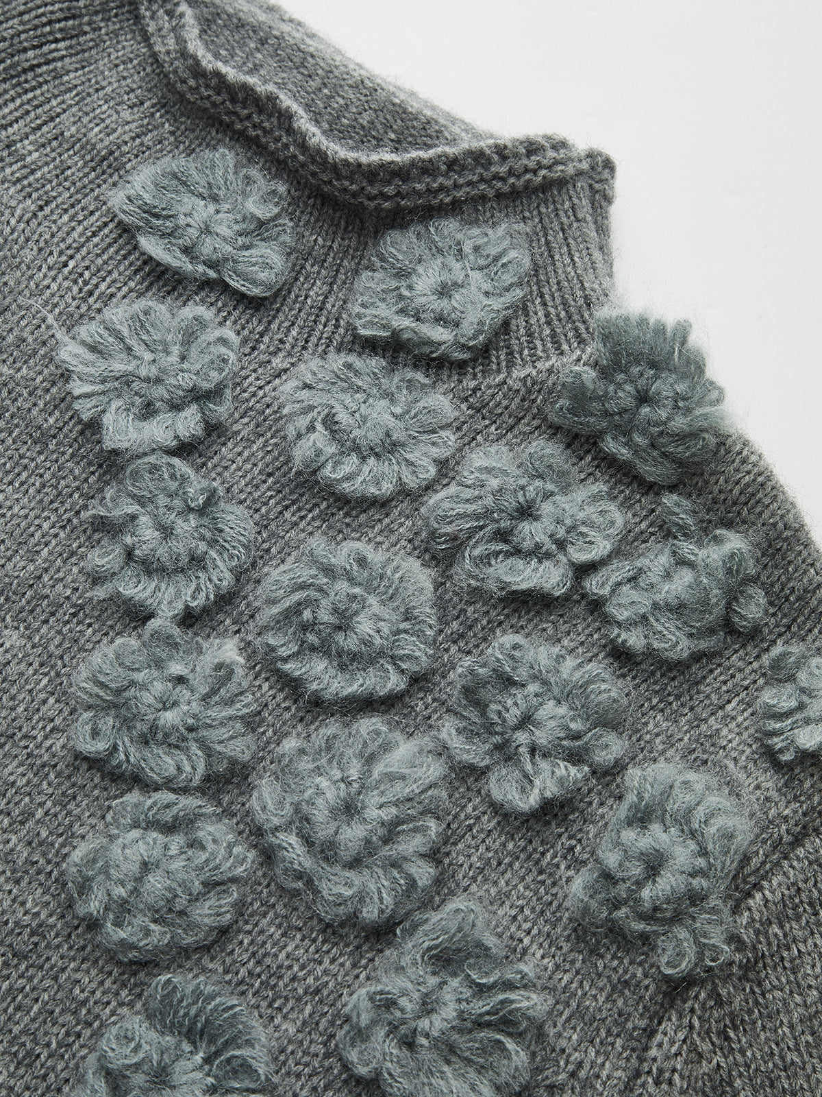 Floral Appliqué Knit Sweater