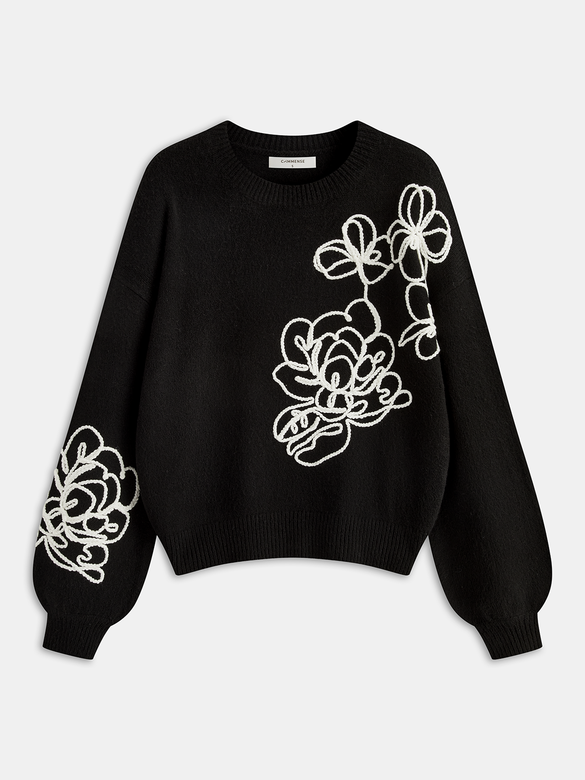 Pullover aus Wollmix mit Blumenstickerei