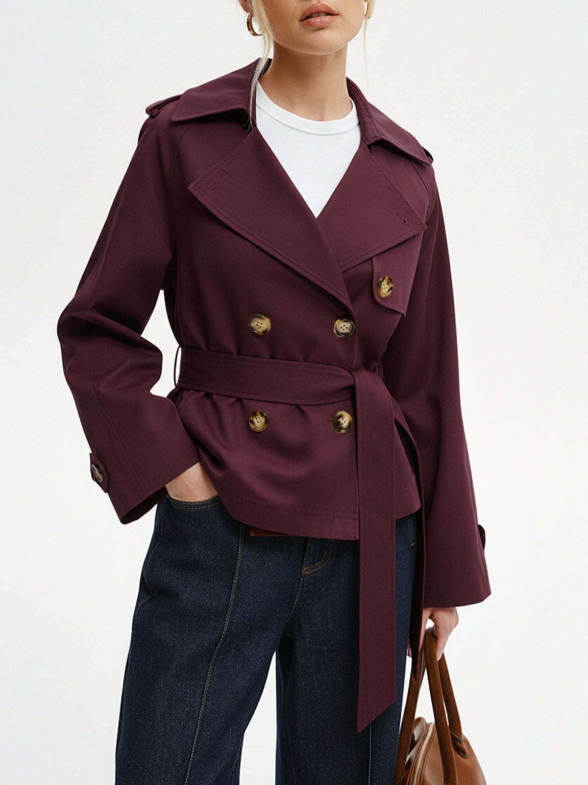 Double-Breasted Belted Trench Coat