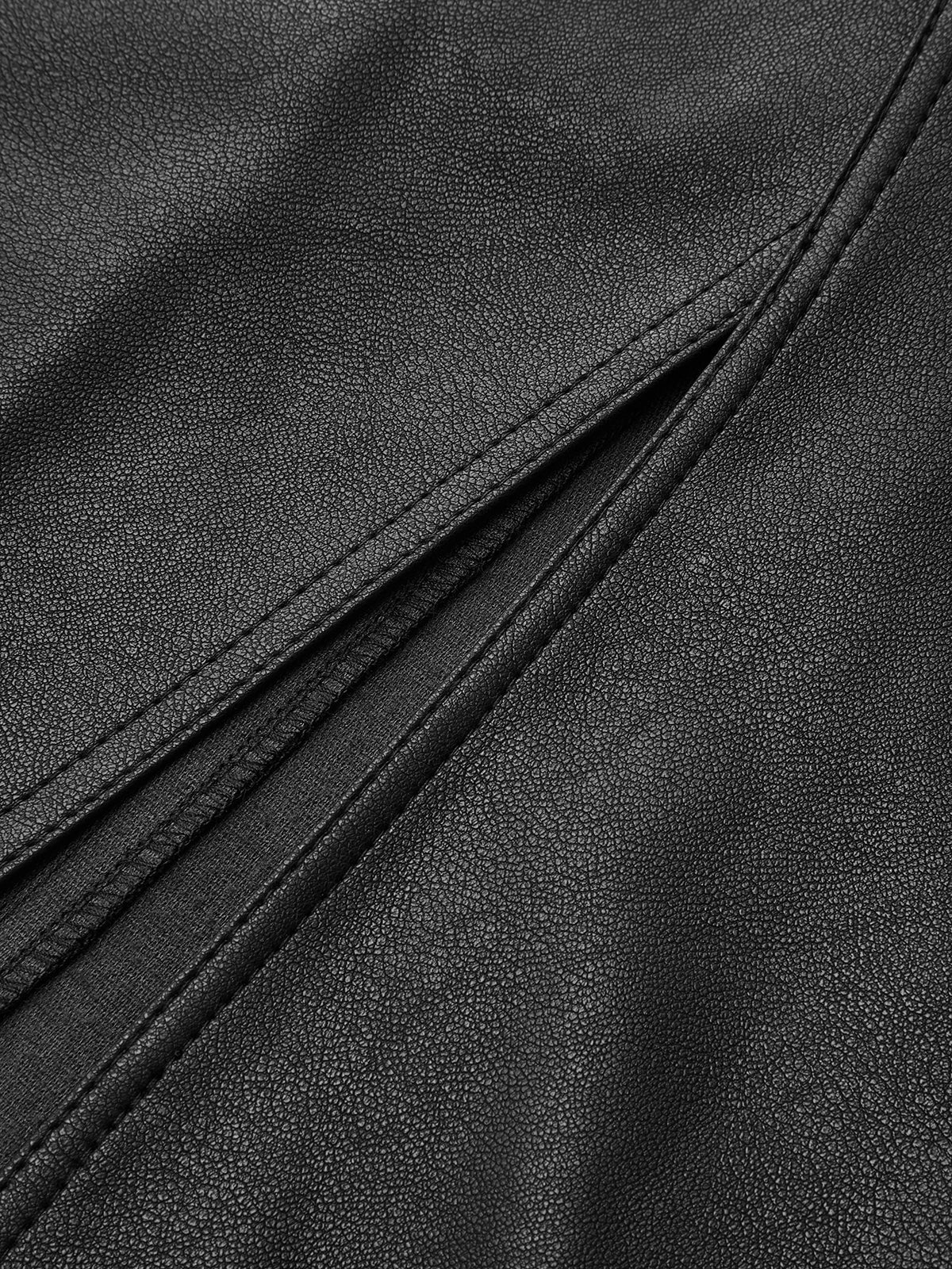 Asymmetrischer Midirock aus Kunstleder