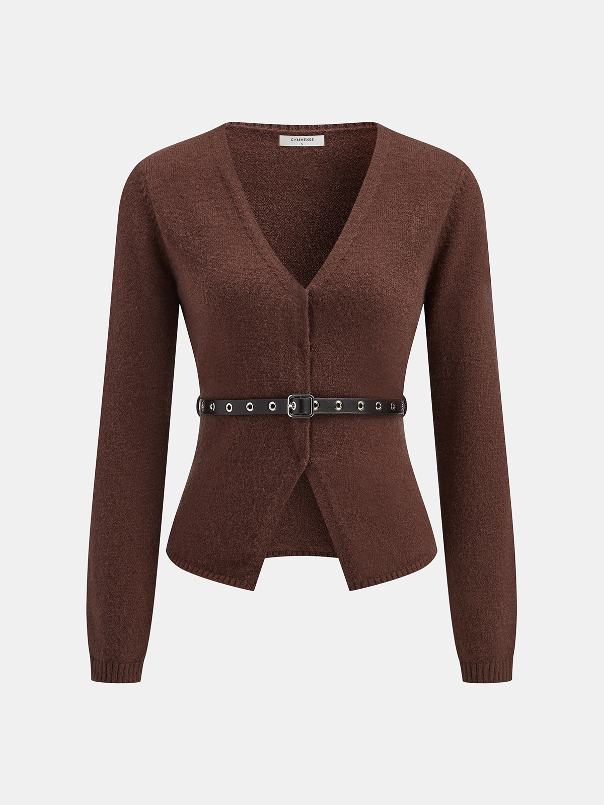 Belted V-Neck Knit Cardigan