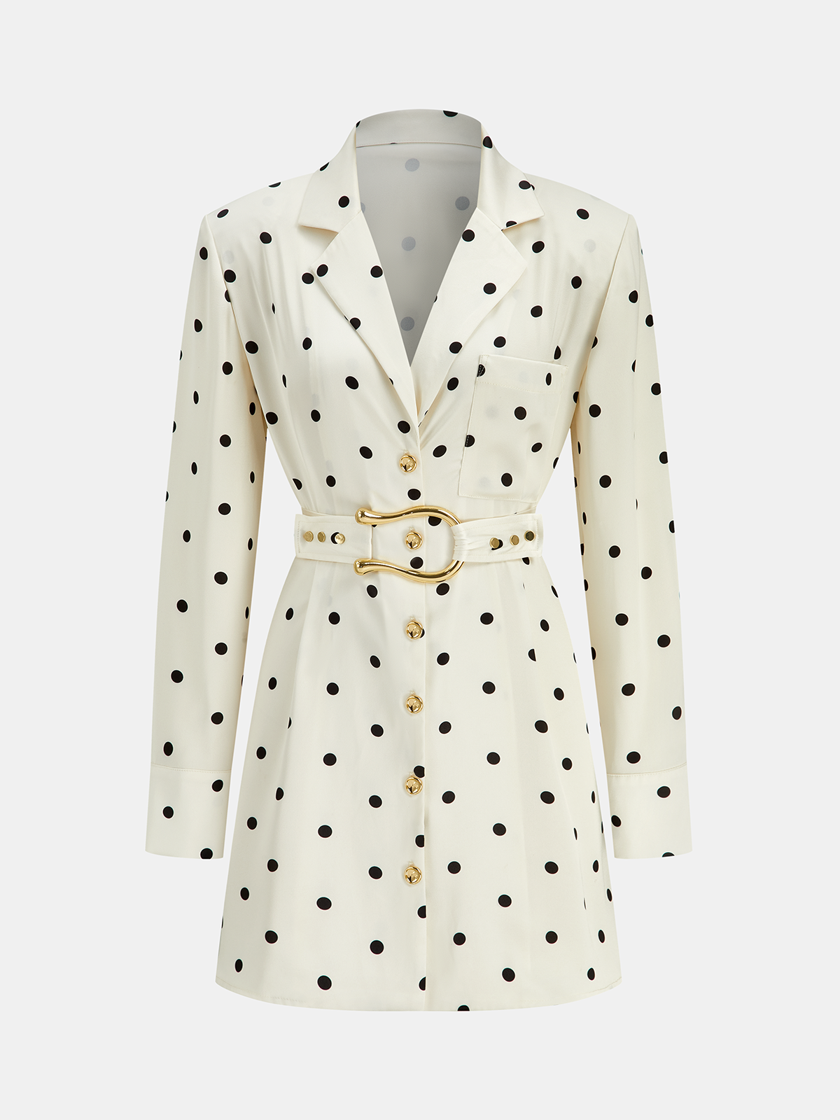 Robe blazer ceinturée à pois