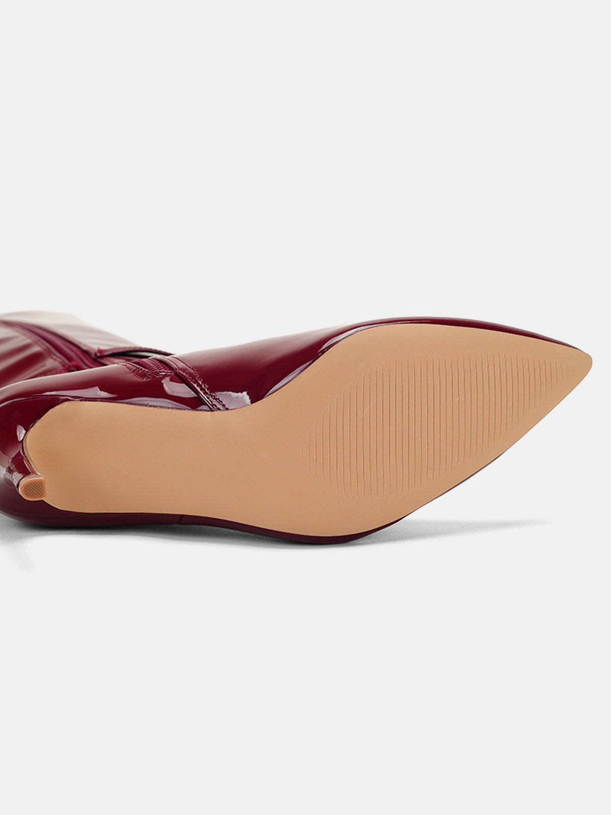 Bottes hautes à talons aiguilles en cuir verni PU