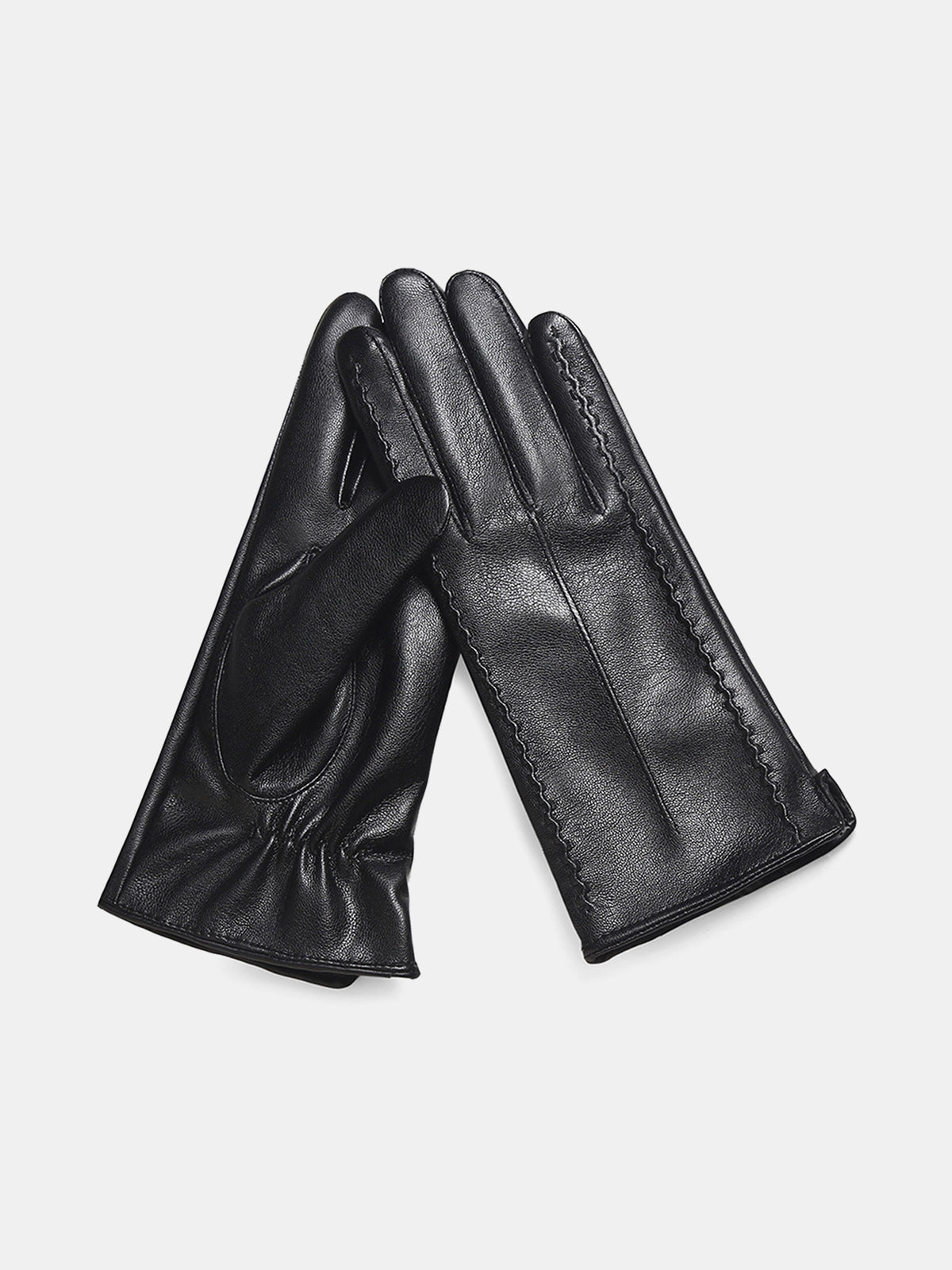 Gants en similicuir avec détails surpiqués