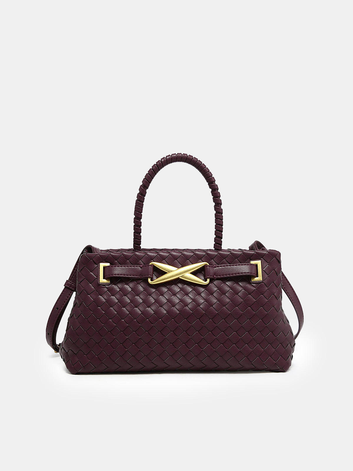 Gewebte Handtasche aus Kunstleder mit Griff