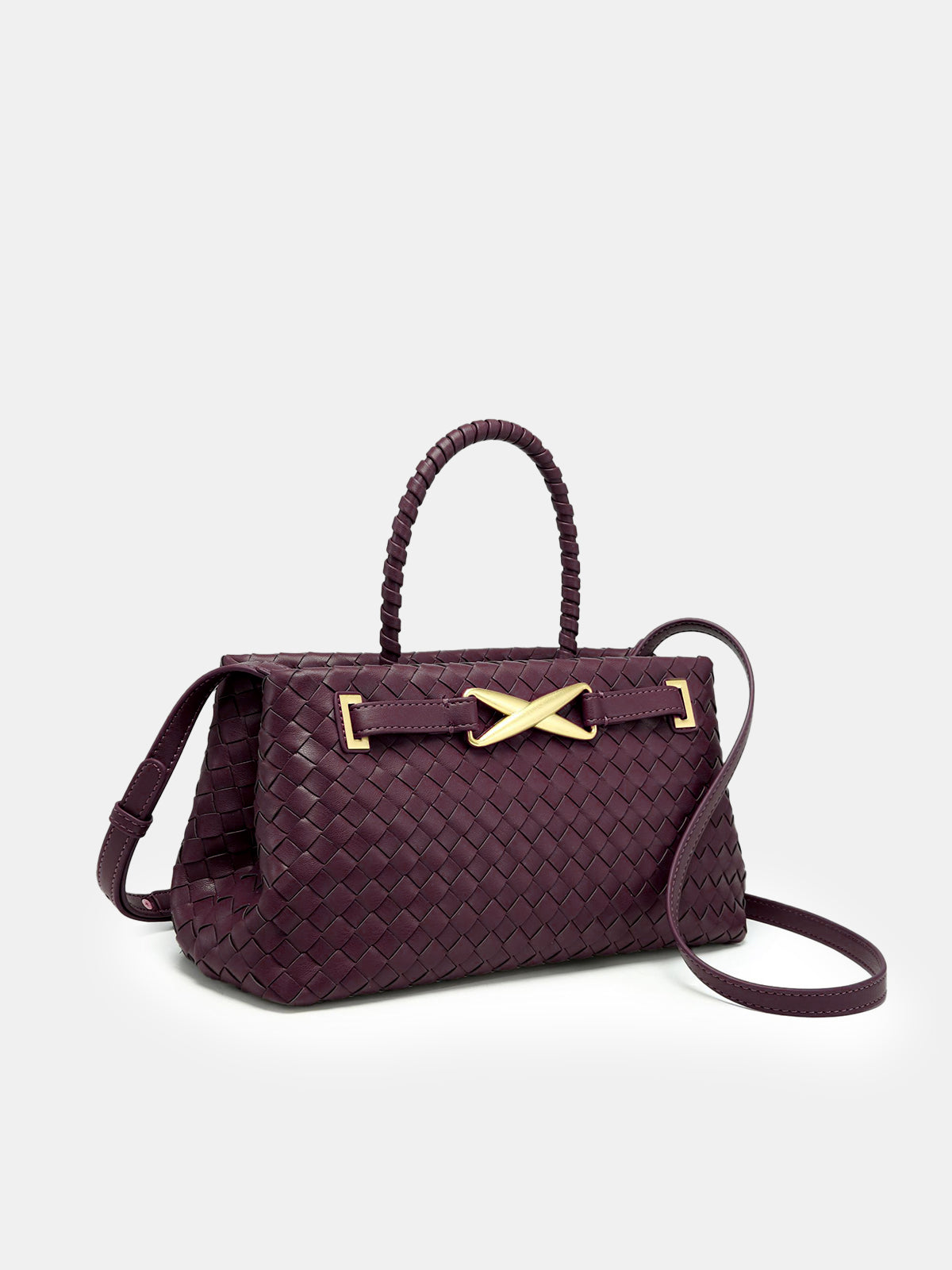 Gewebte Handtasche aus Kunstleder mit Griff
