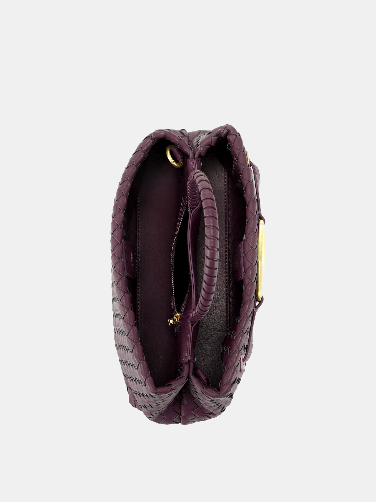 Woven Faux Leather Top Handle Bag