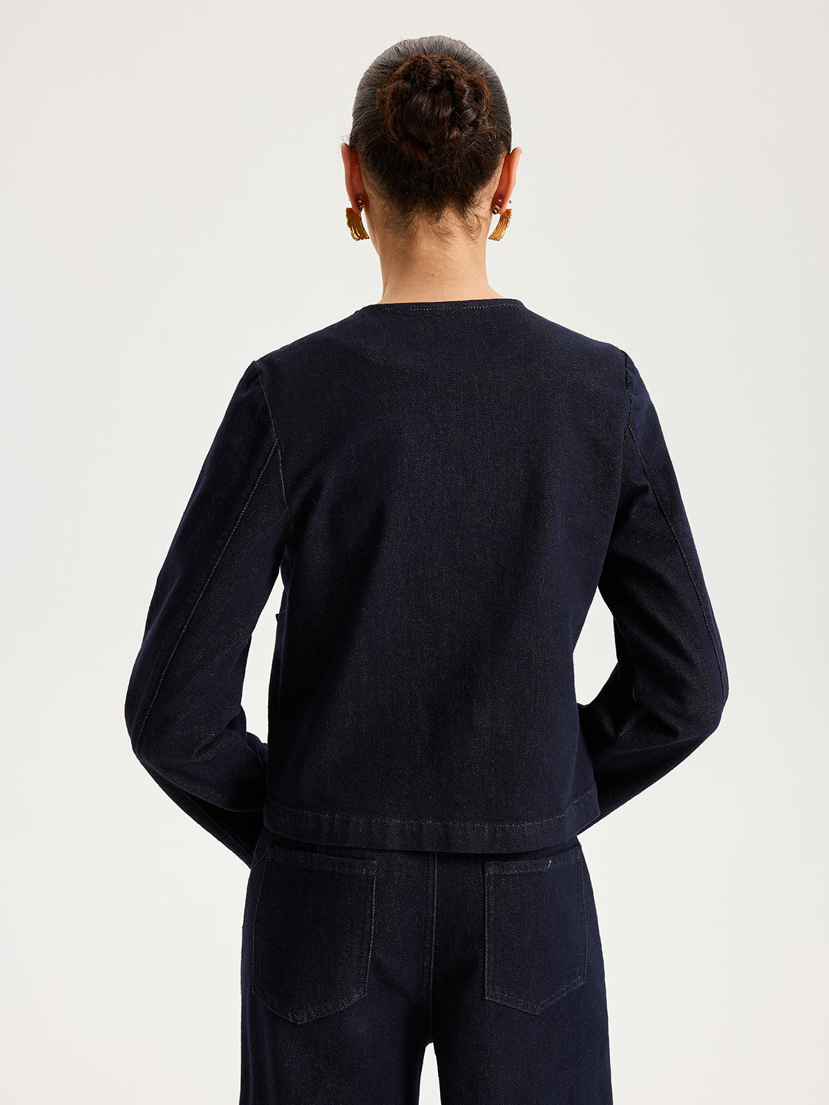 Veste en jean à boutons métalliques