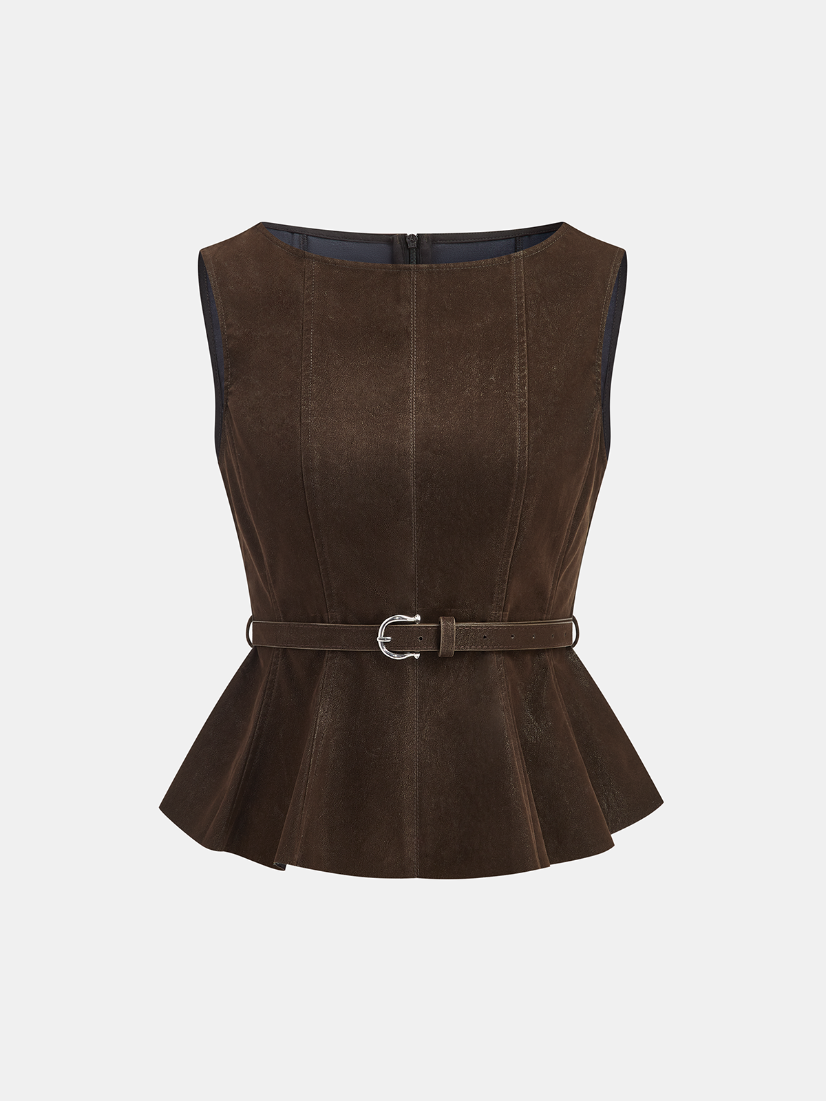 Belted Distressed Faux Leather Vest