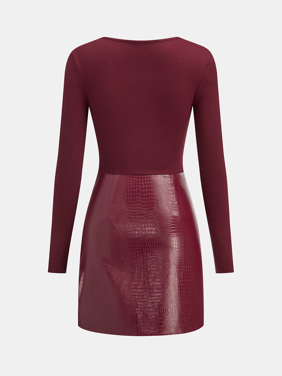 Mini-Strickkleid mit Kunstleder-Einsätzen