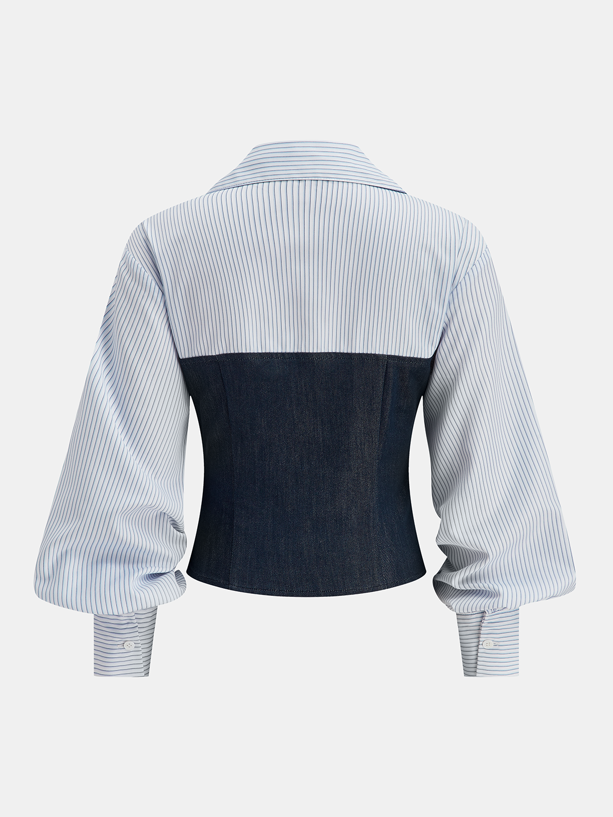 Denim Panel Striped Shirt