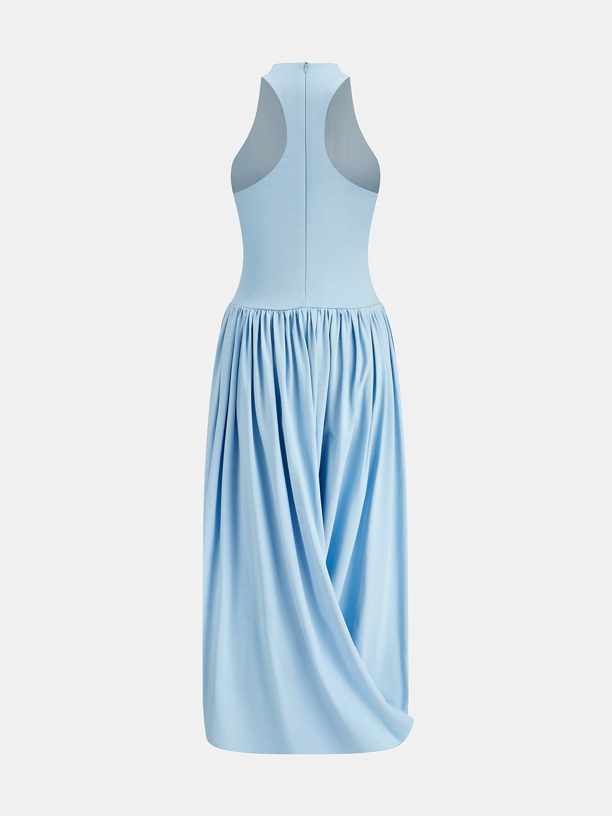 Robe longue ajustée sans manches drapée