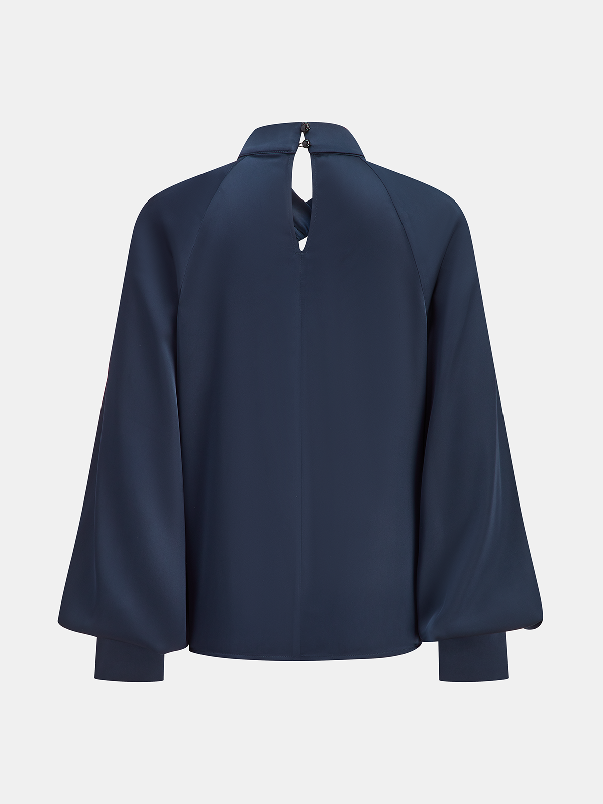 Satinbluse mit Schlüsselloch-Ausschnitt und Bischofsärmeln