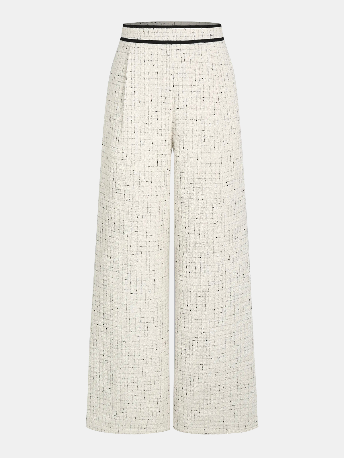 Tweedhose mit weitem Bein und kontrastierendem Bund