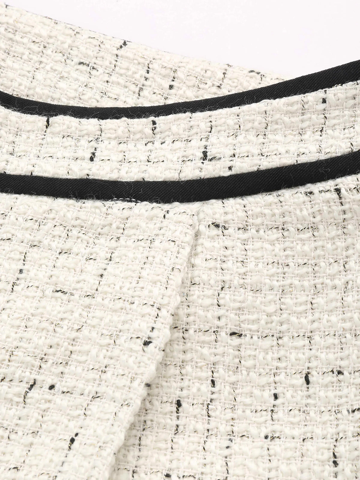 Tweedhose mit weitem Bein und kontrastierendem Bund