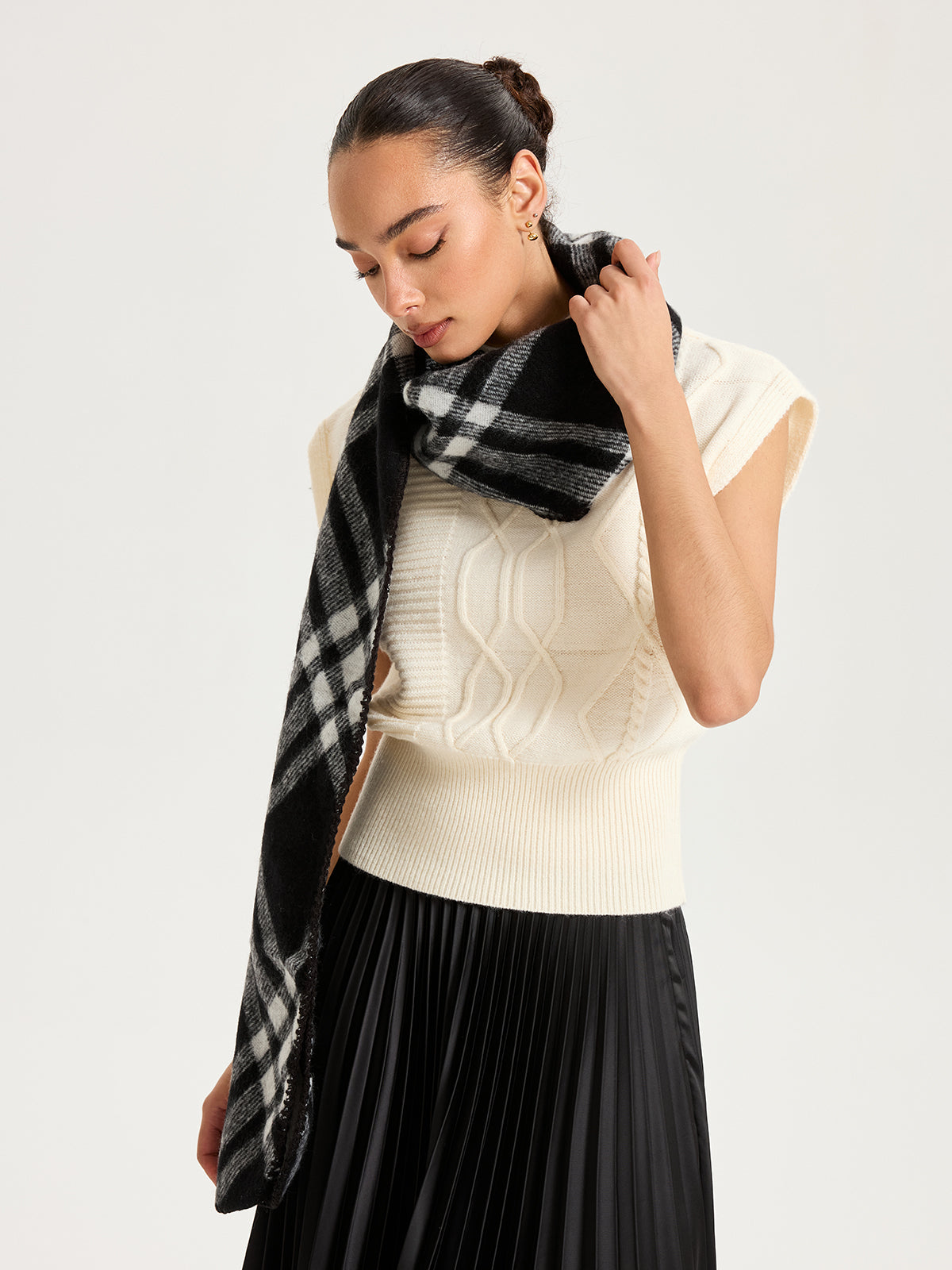 Plaid Faux Cashmere Scarf