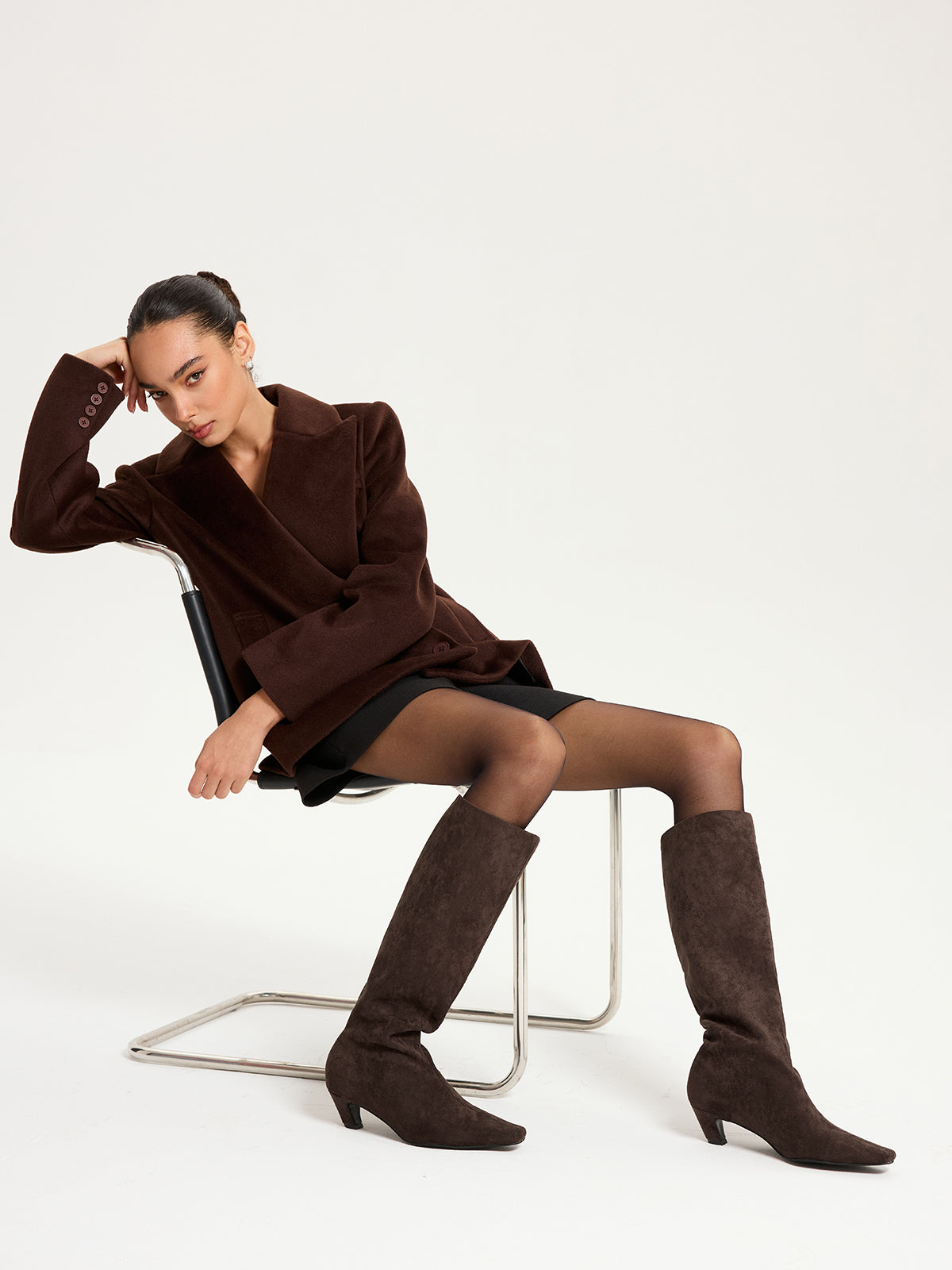 Faux Suede Knee-High Boots