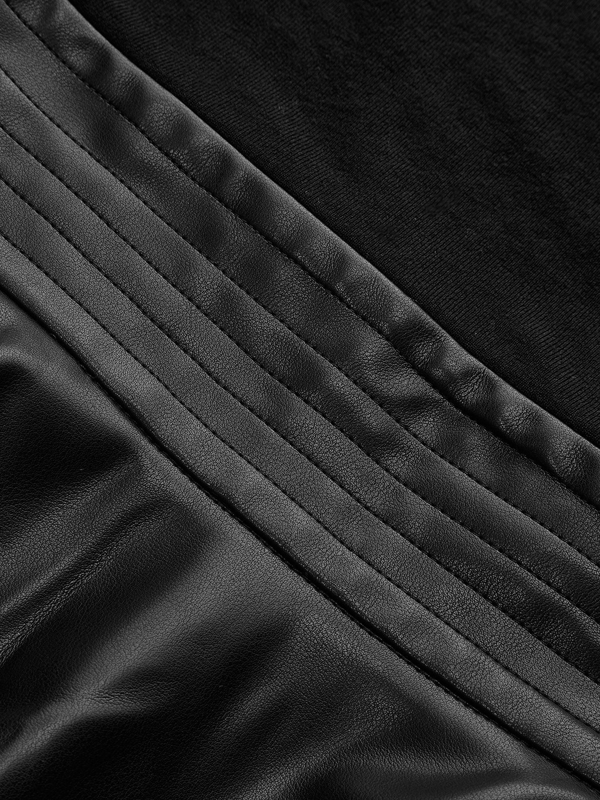 Faux Leather Peplum Long-Sleeve Top