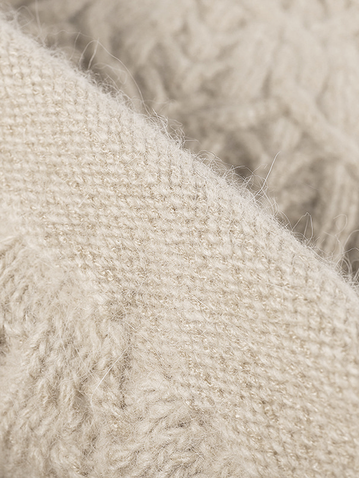 Leaf Cable Pattern Wool Knit Beanie