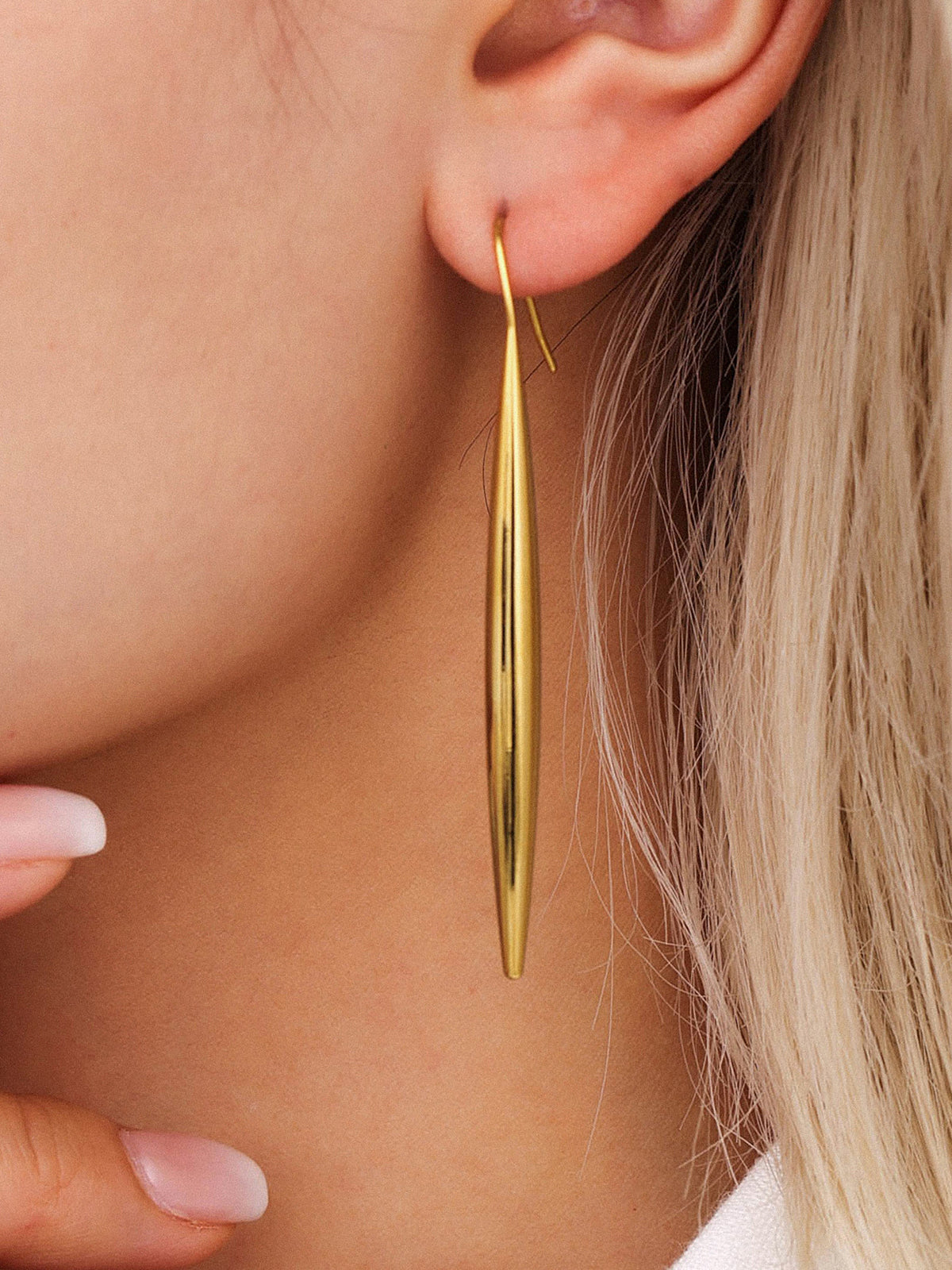 Golden Long Teardrop Drop Earrings