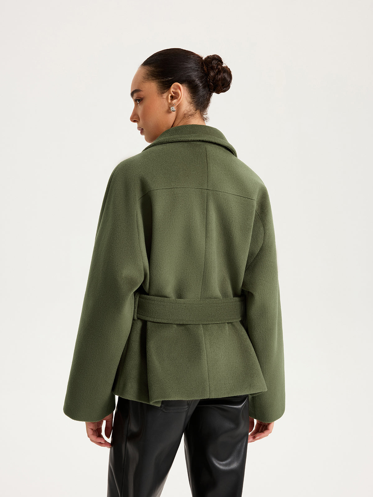 Faux Cashmere Belted Short Coat