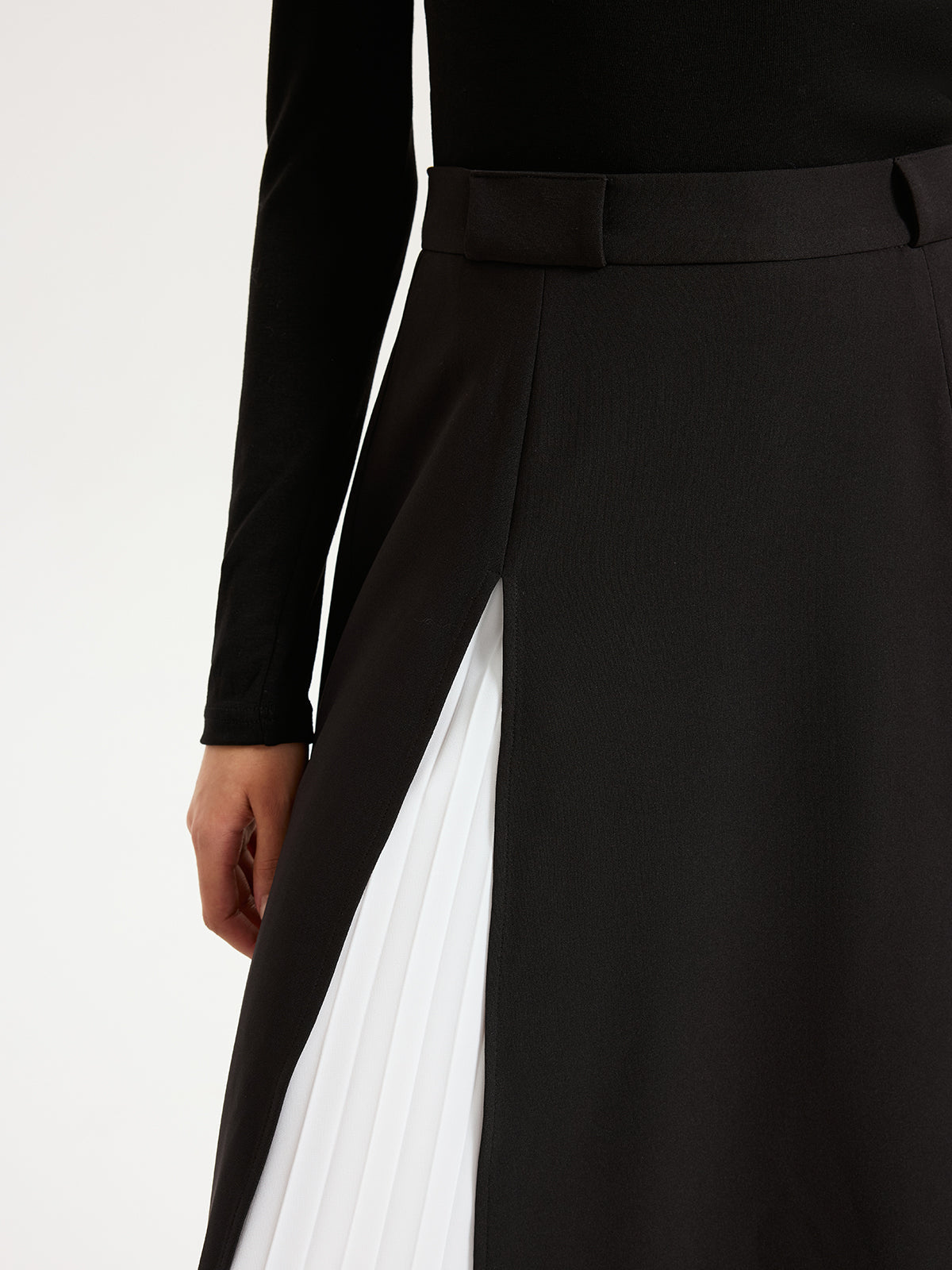 Contrast Pleated Maxi Skirts