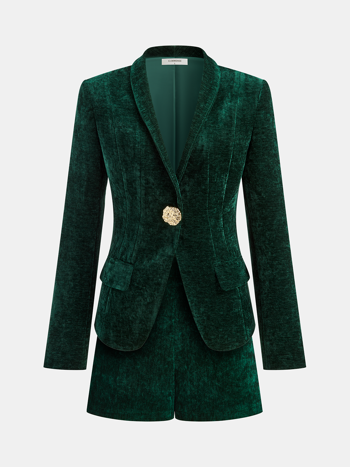 Metal Button Velvet Blazer