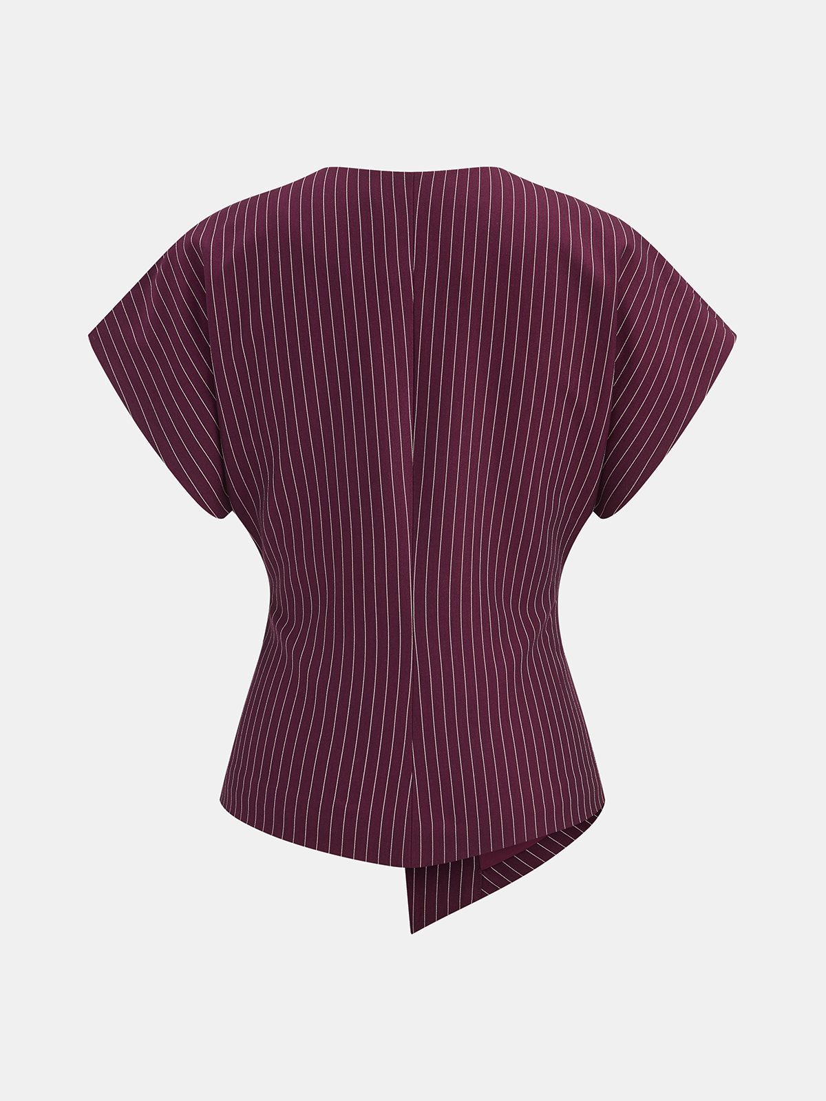 Striped V-Neck Blouse with Metal Button