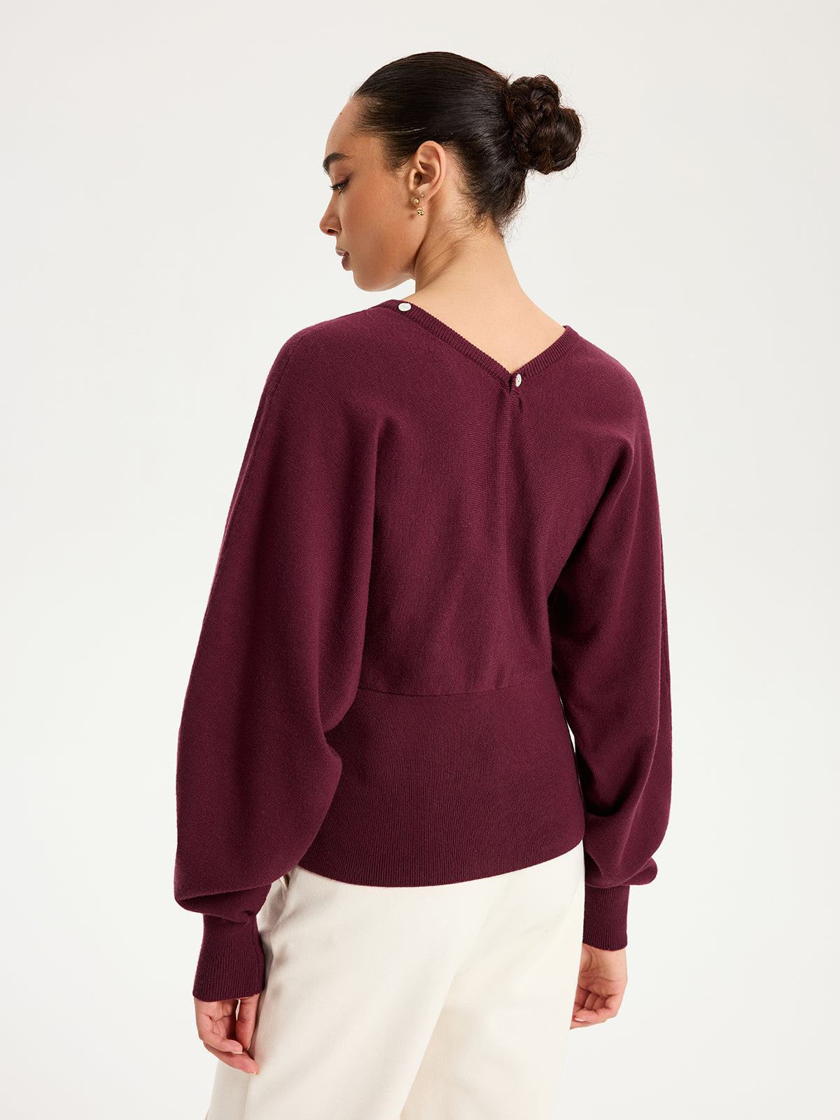 V-Neck Long Sleeve Waist-Cinched Buttoned Cardigan