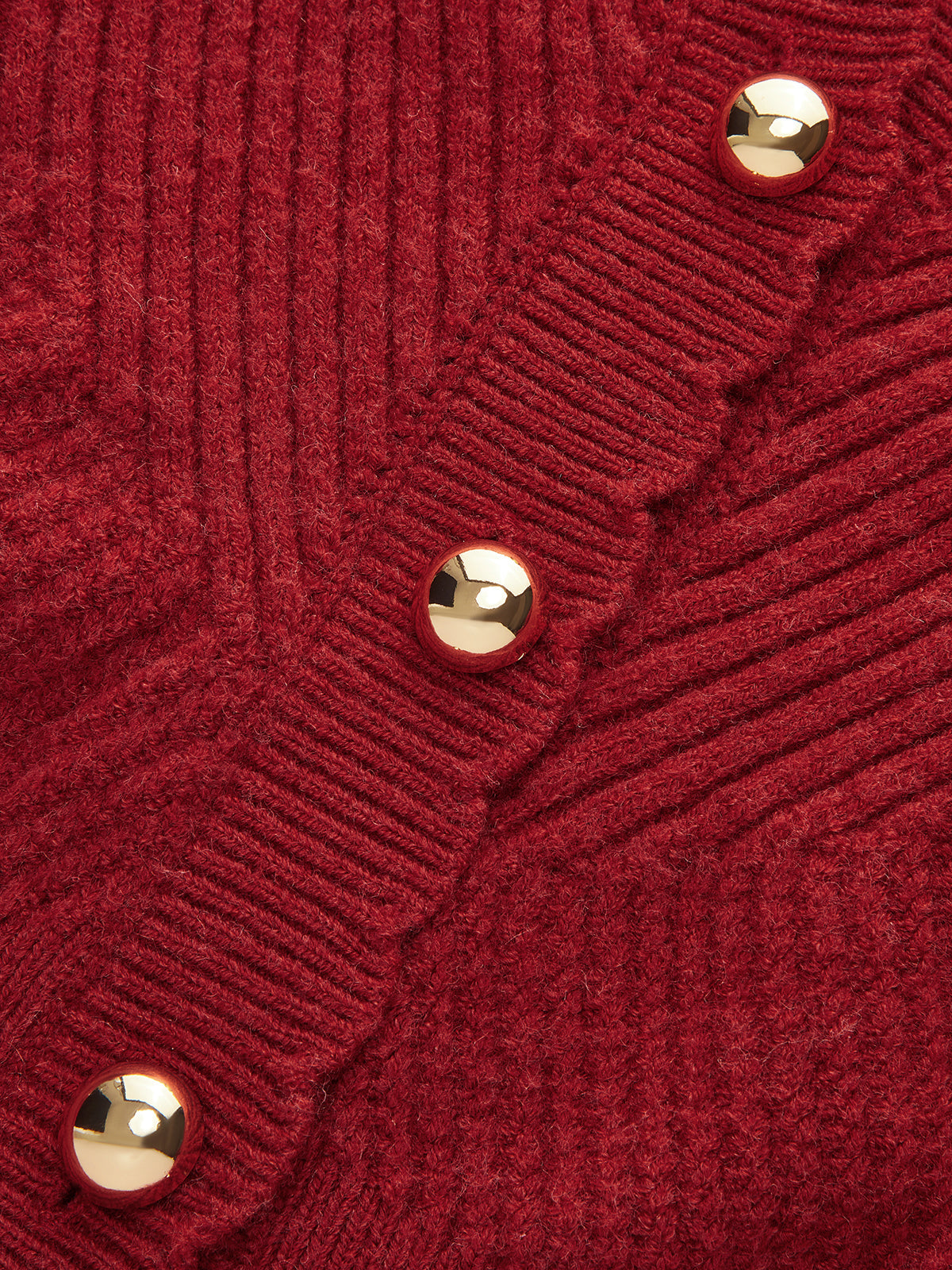 Scalloped Edge Ribbed V-Neck Buttoned Cardigan