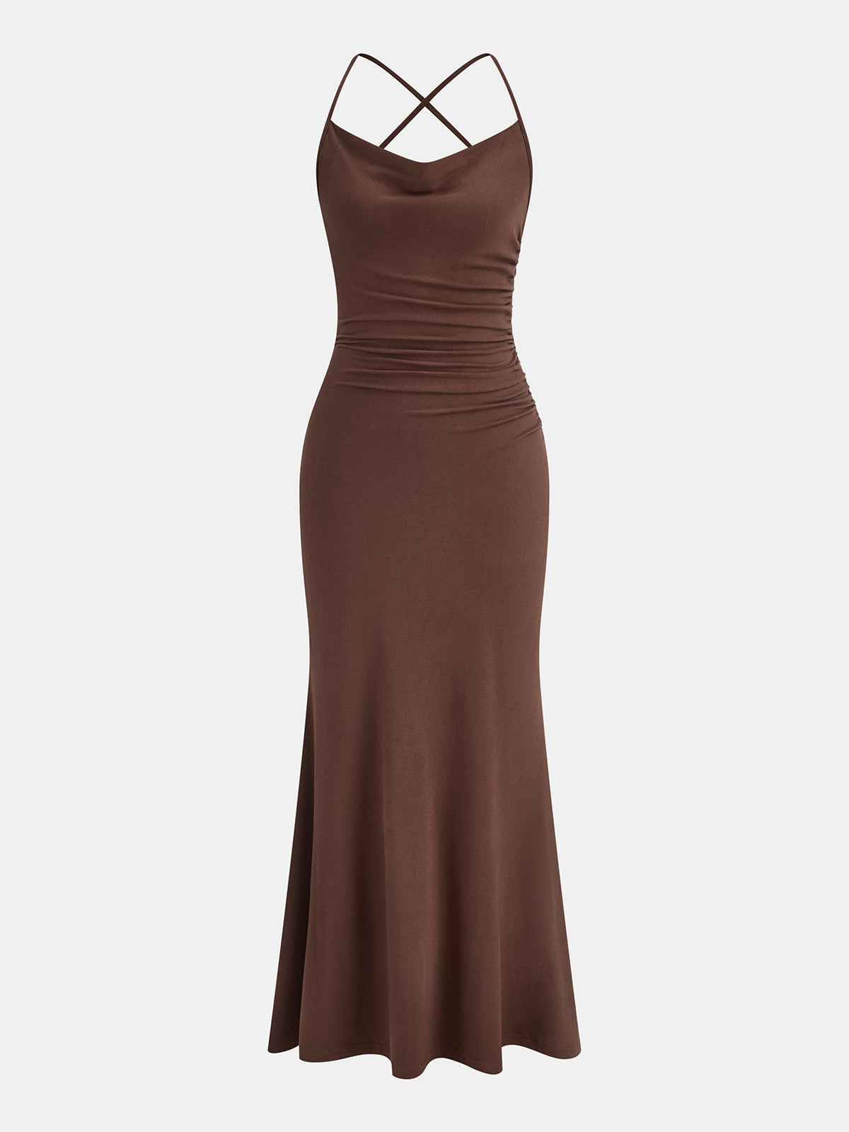 Crisscross Strap Lace-Back Mermaid Maxi Dress