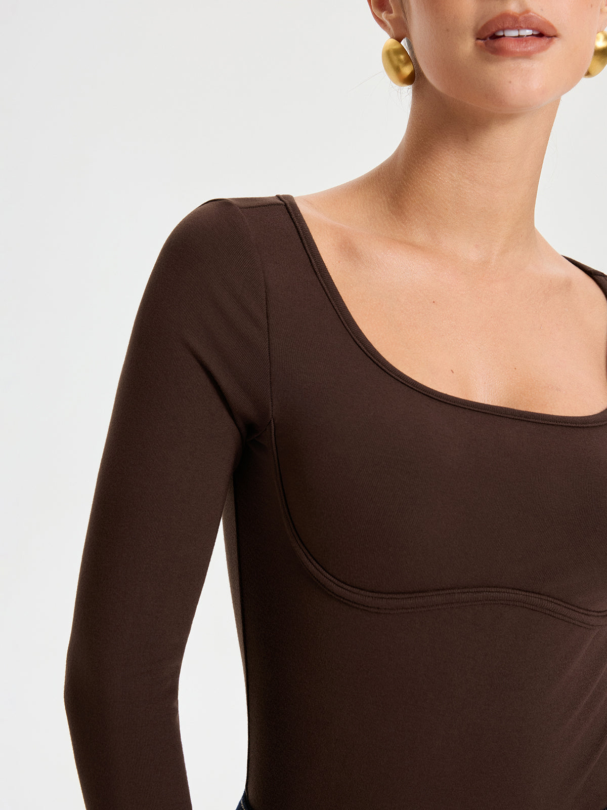 Bodysuit à col carré, sans soutien-gorge intégré