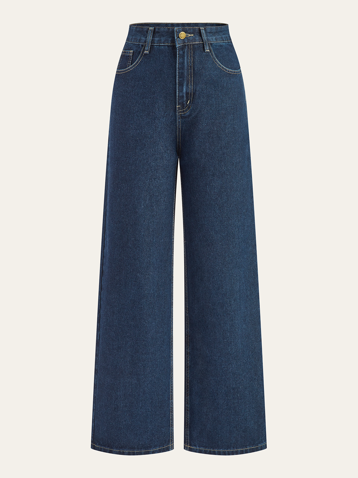 Pantalon en jean taille mi-haute à jambes larges