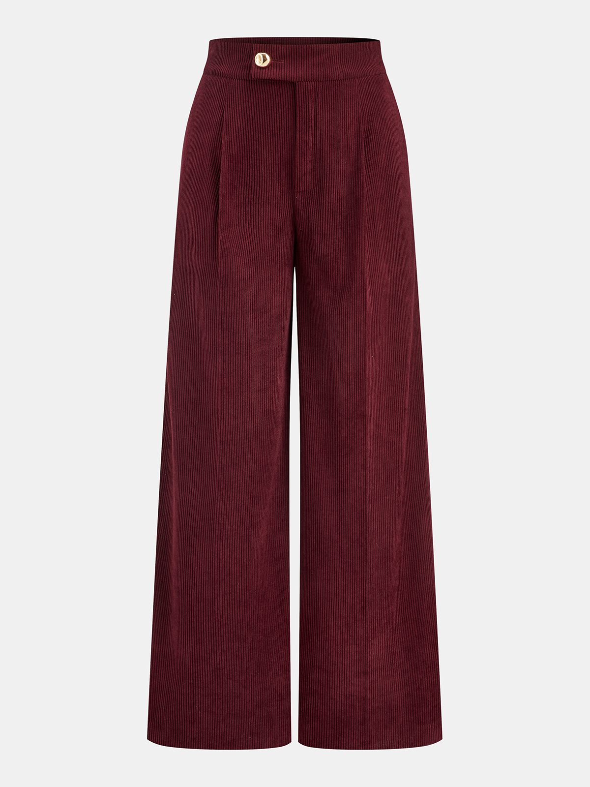 Plissierte Baumwoll-Cordhose mit weitem Bein