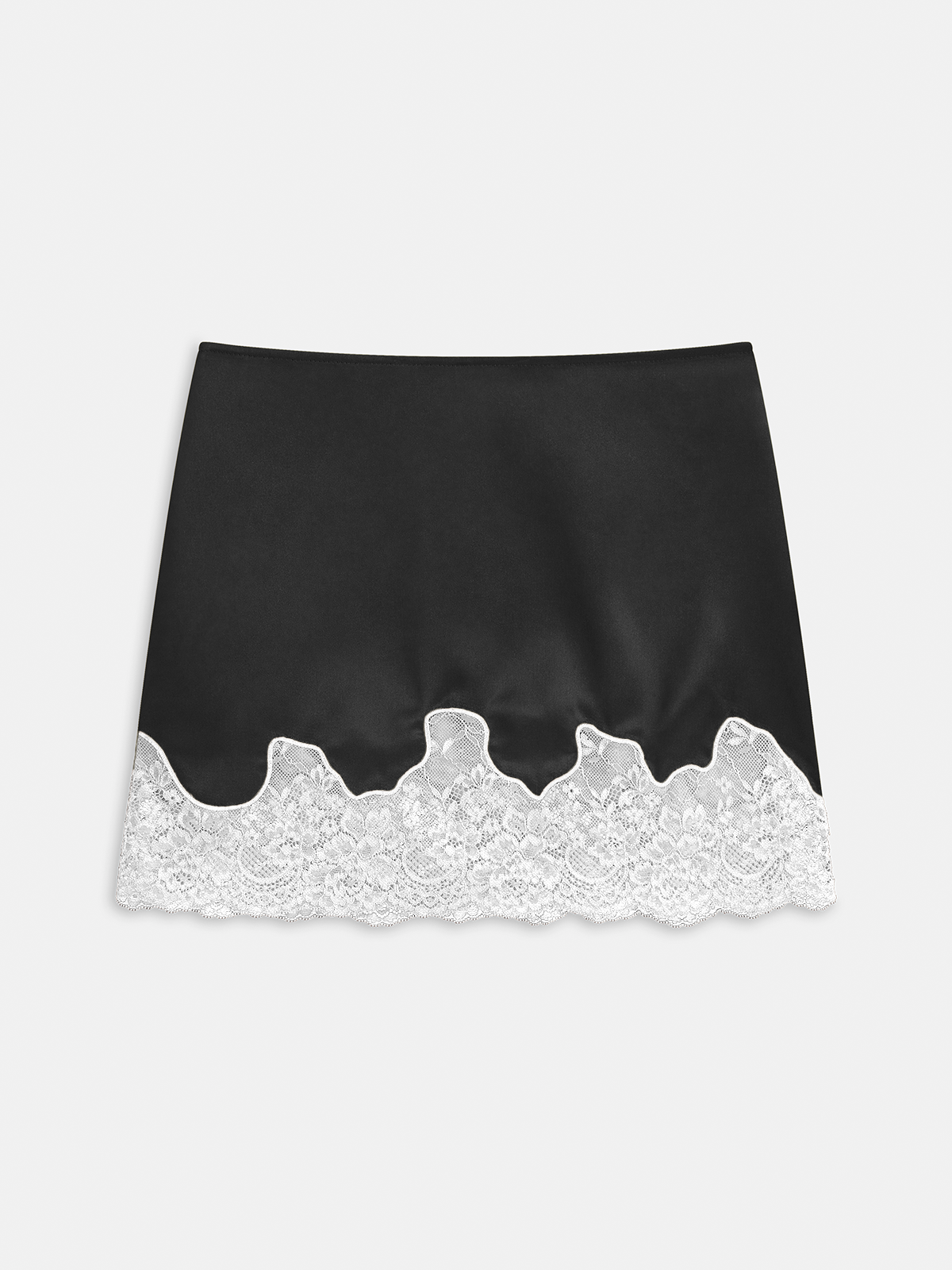Lace Panel Satin Mini Skirt