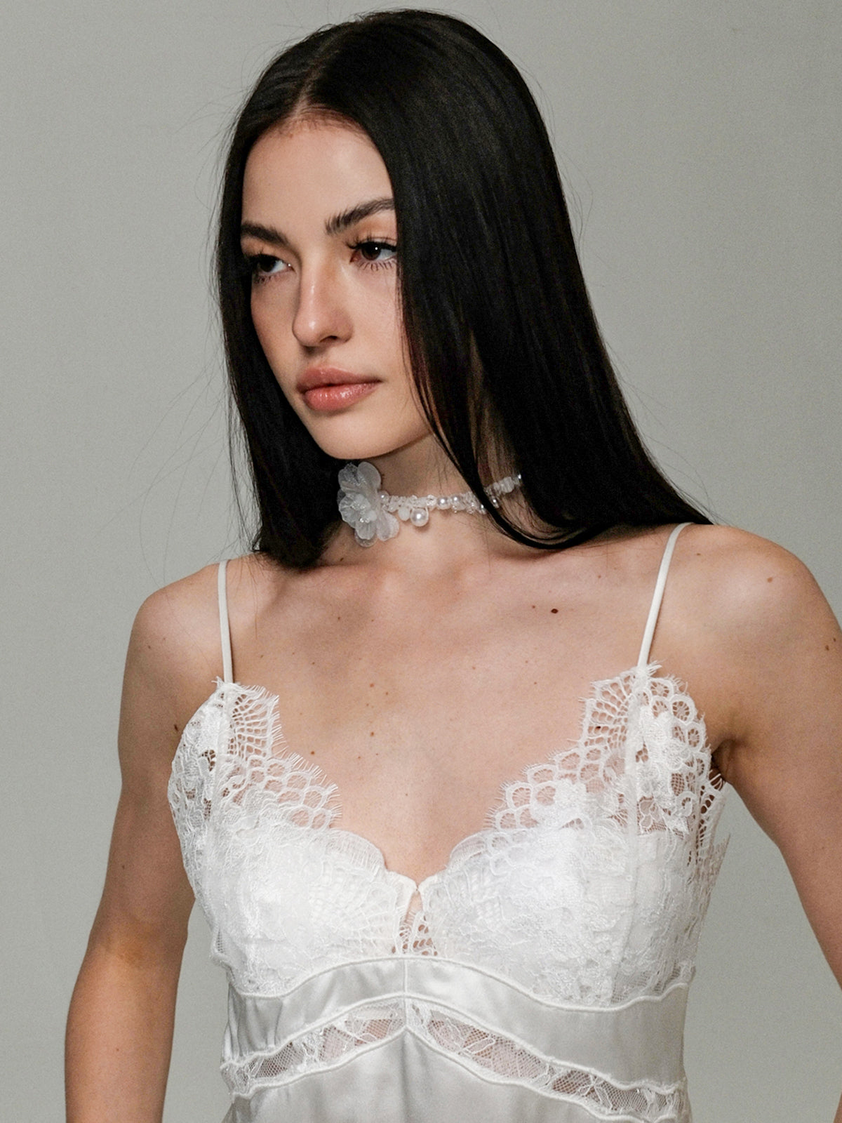Satin-Cami-Top mit Spitze