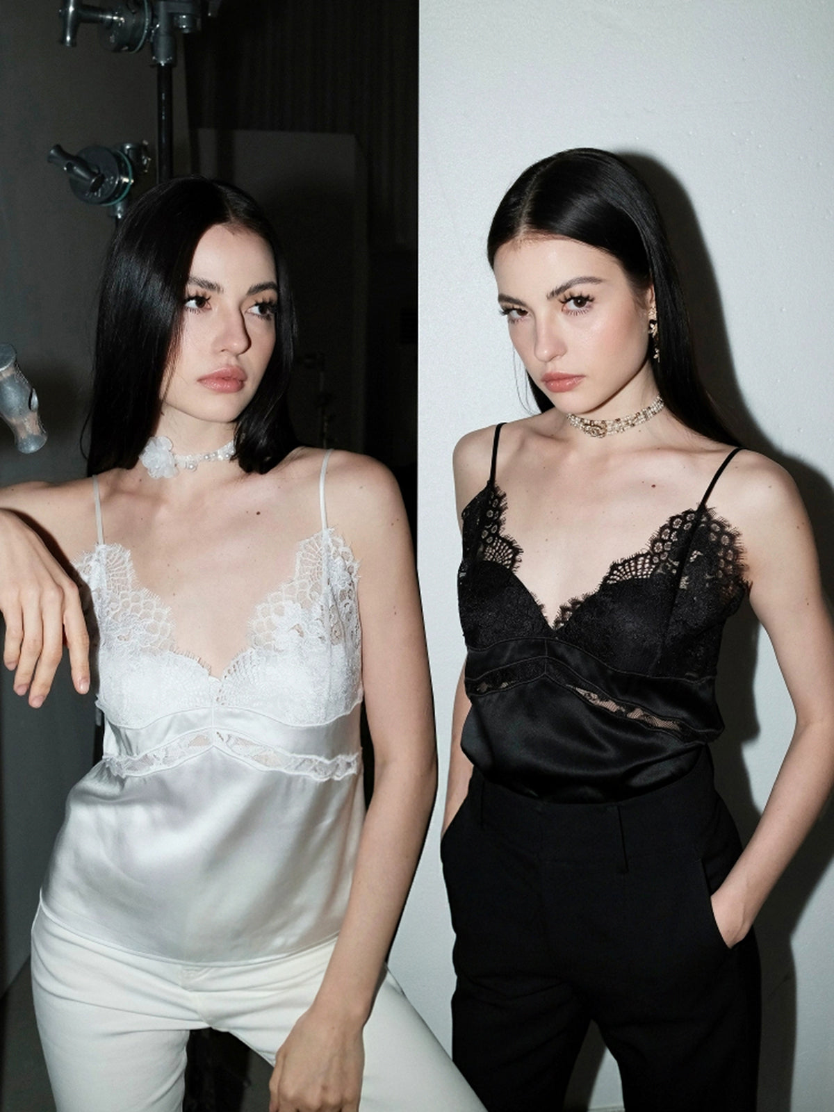 Satin-Cami-Top mit Spitze