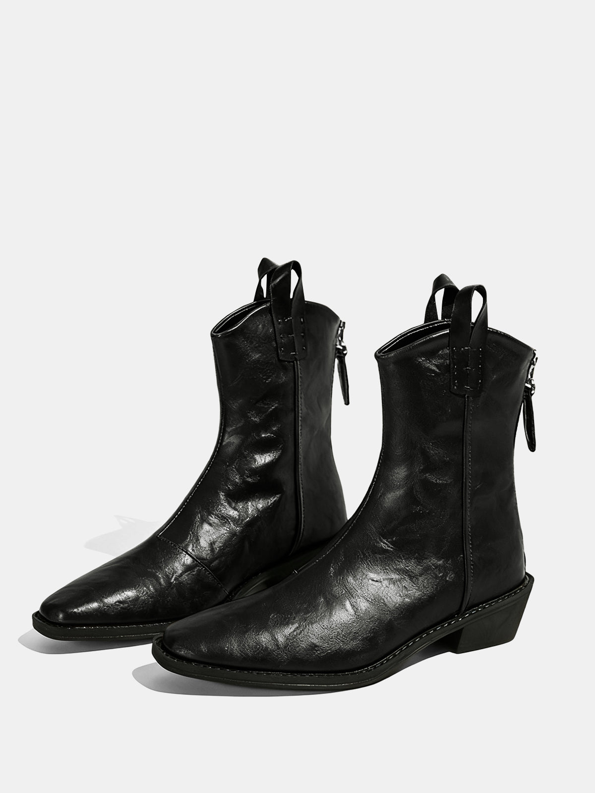 PU Leather Western Ankle Boots
